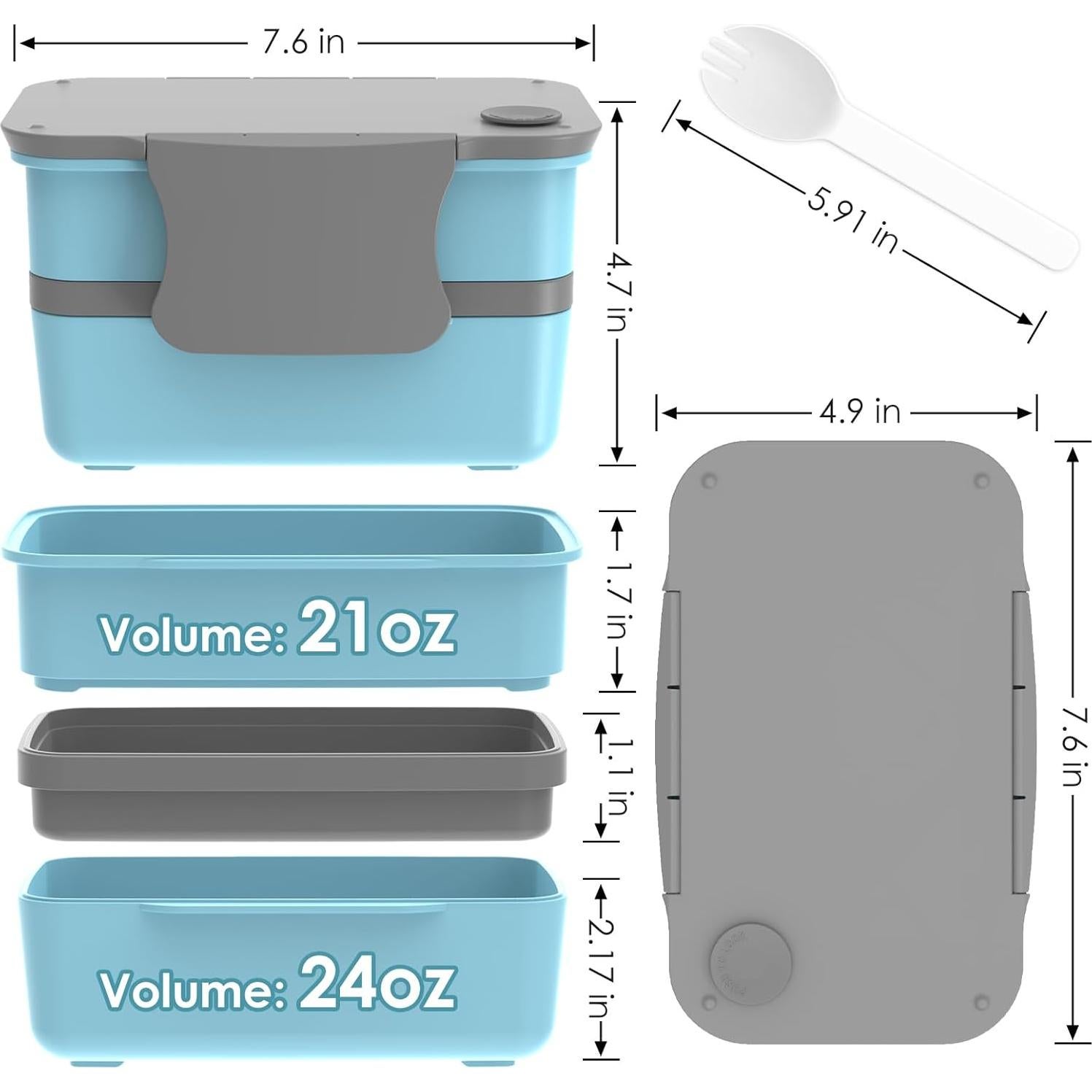 Caja Bento Doble Capa Whalehouse 1.3L Apta Microondas Azul