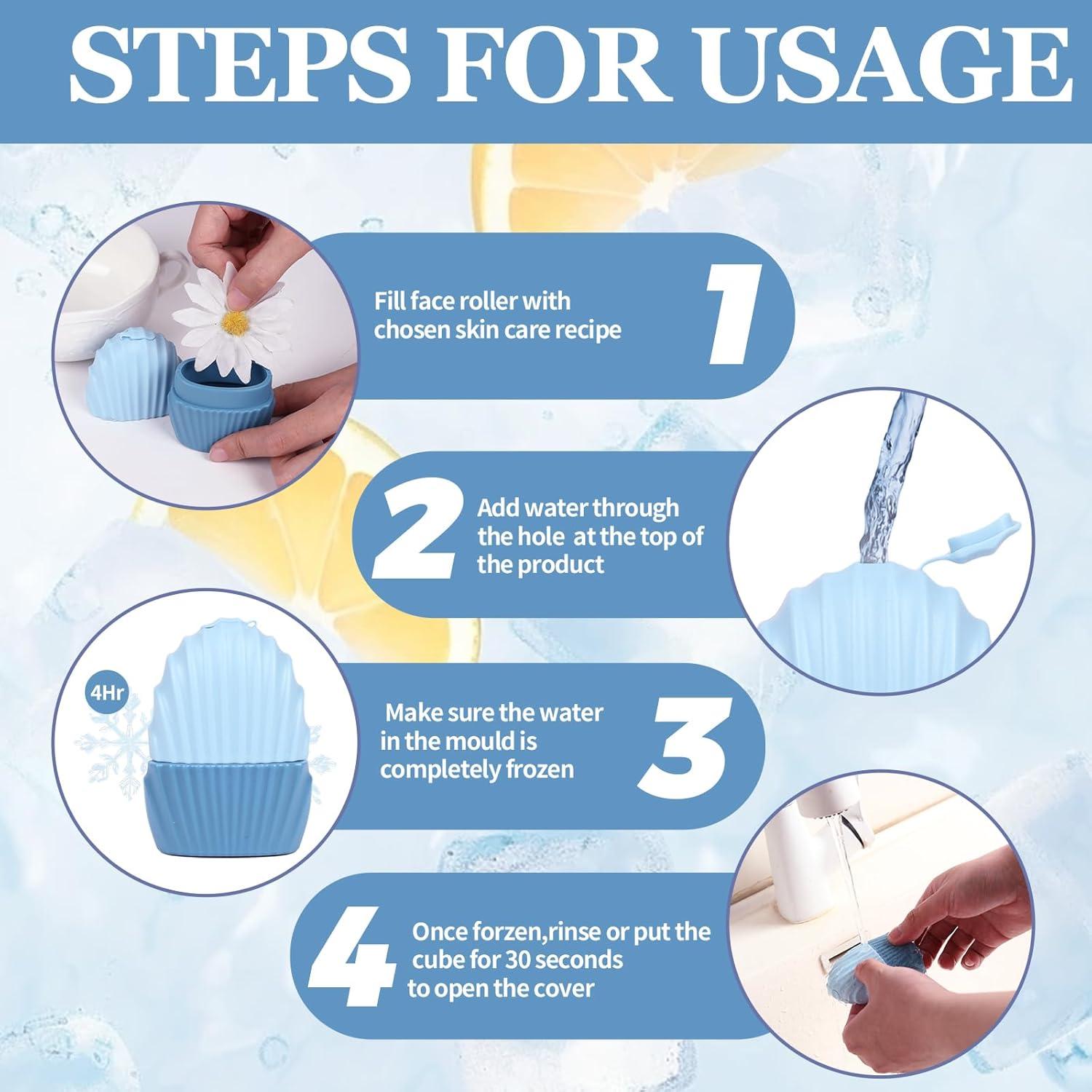 Rodillo de Hielo Facial Daifanni Sirena Azul - Antiarrugas y Masaje