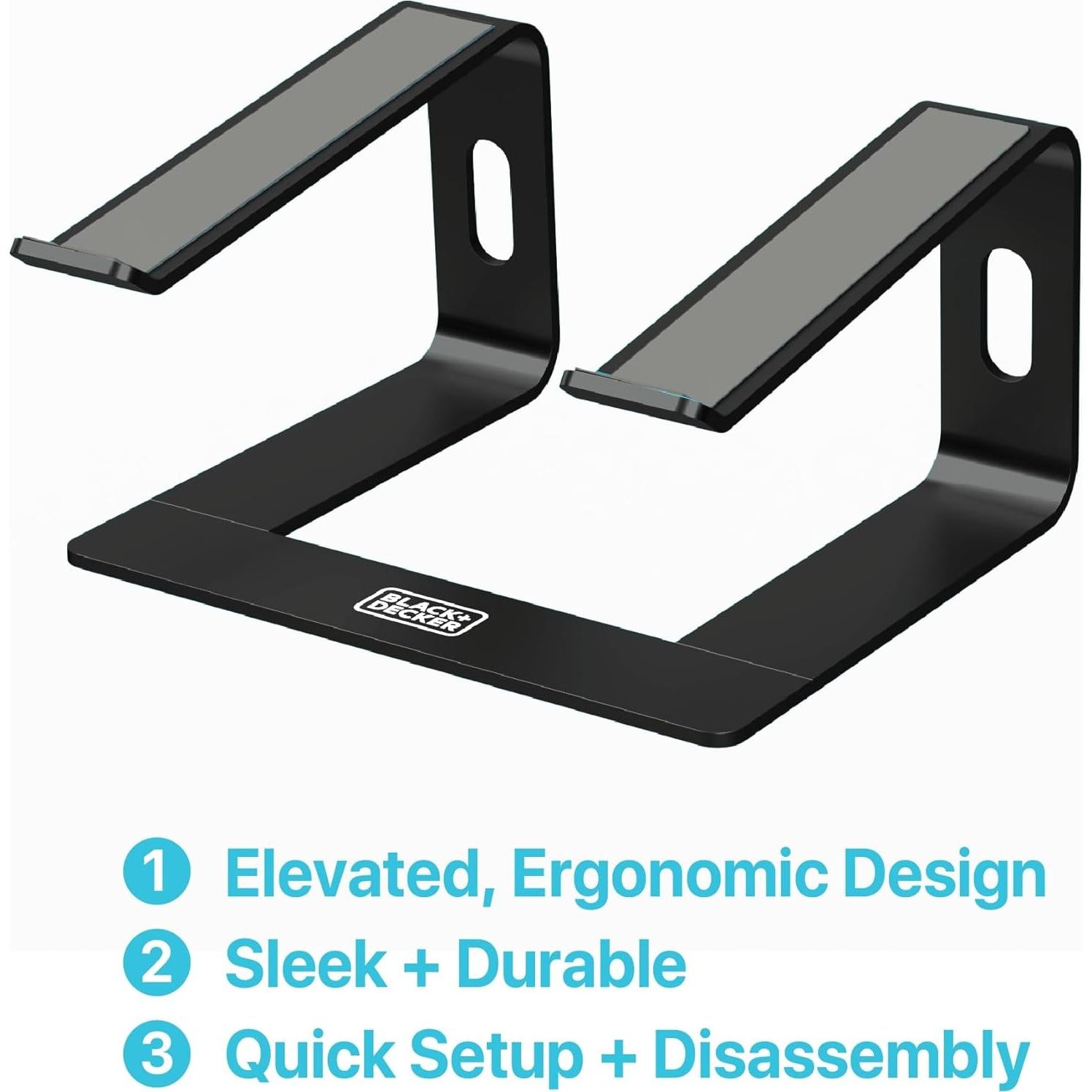 Soporte Ergonómico para Laptop BLACK+DECKER, Aluminio Negro