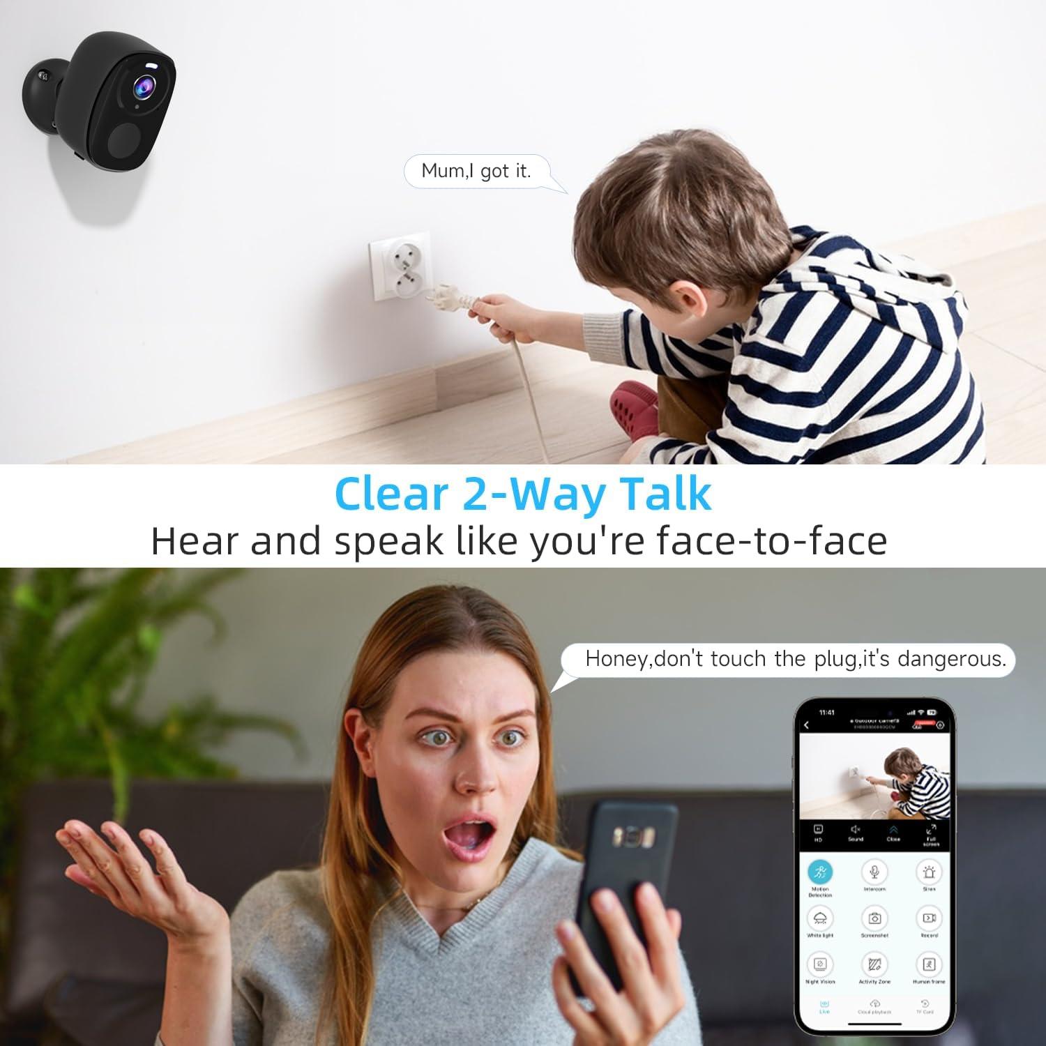 Cámaras de Seguridad Inalámbricas Rraycom 2K con AI - Paquete de 2