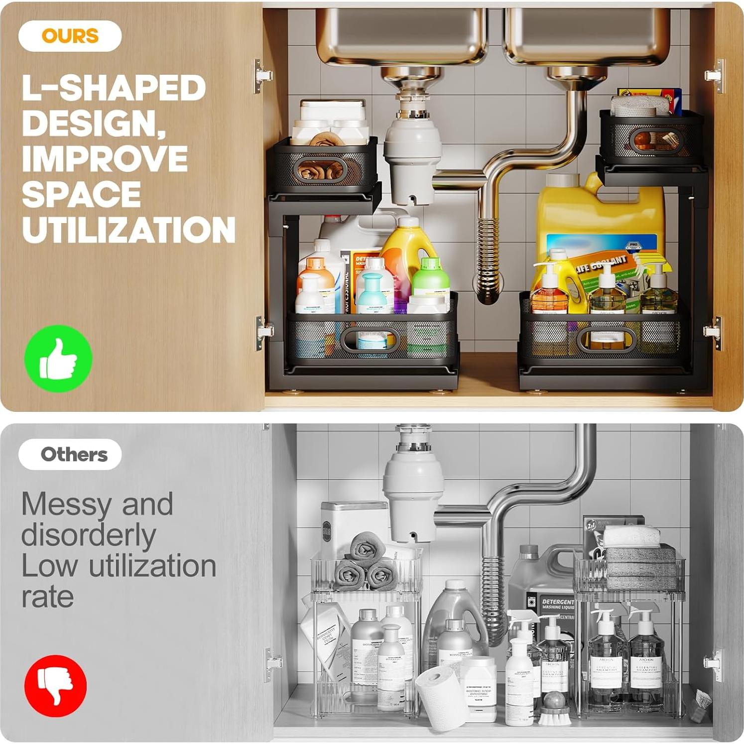 Organizador Bajo Fregadero Biboraya 2 Niveles Negro 37.85x26.92x38.1cm