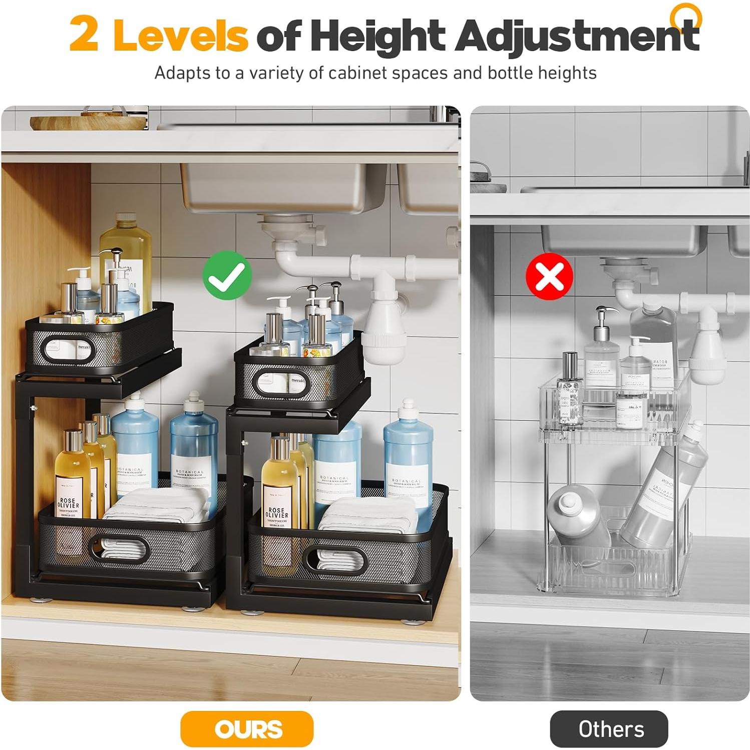 Organizador Bajo Fregadero Biboraya 2 Niveles Negro 37.85x26.92x38.1cm