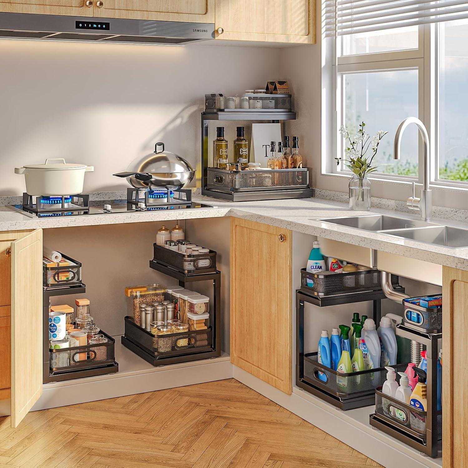 Organizador Bajo Fregadero Biboraya 2 Niveles Negro 37.85x26.92x38.1cm