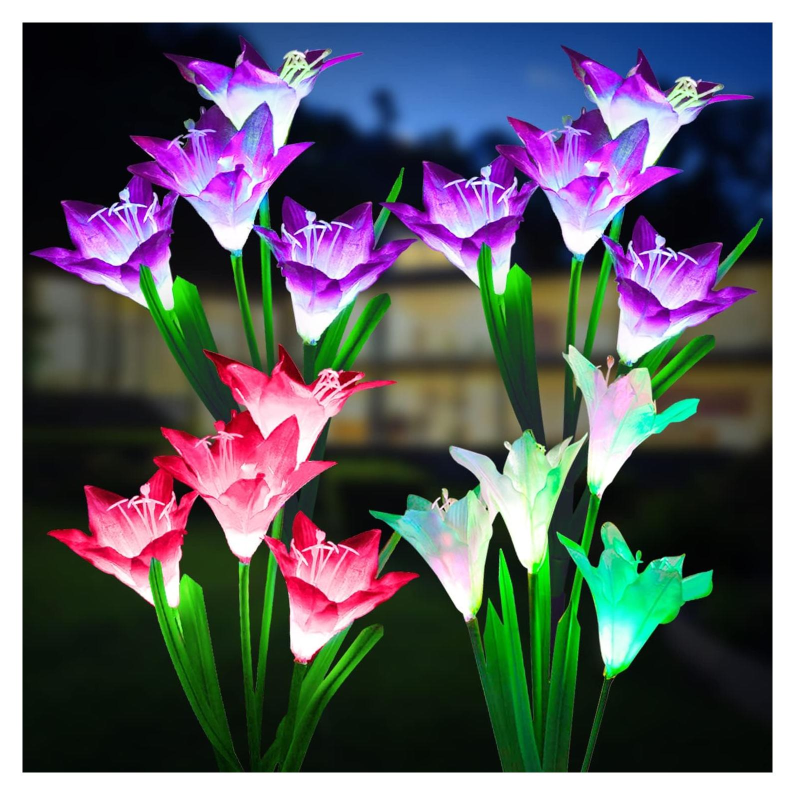 Luces Solares de Jardín KOOPER - Paquete de 4 Flores Lirio