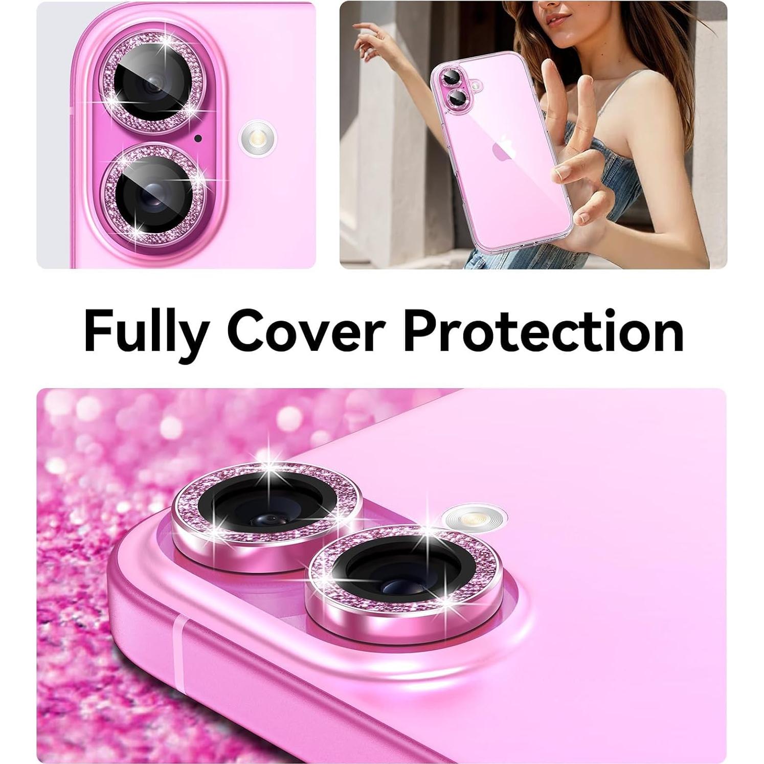 Protector de Lente Matekxy para iPhone 16/16 Plus Cristal 9H Rosa