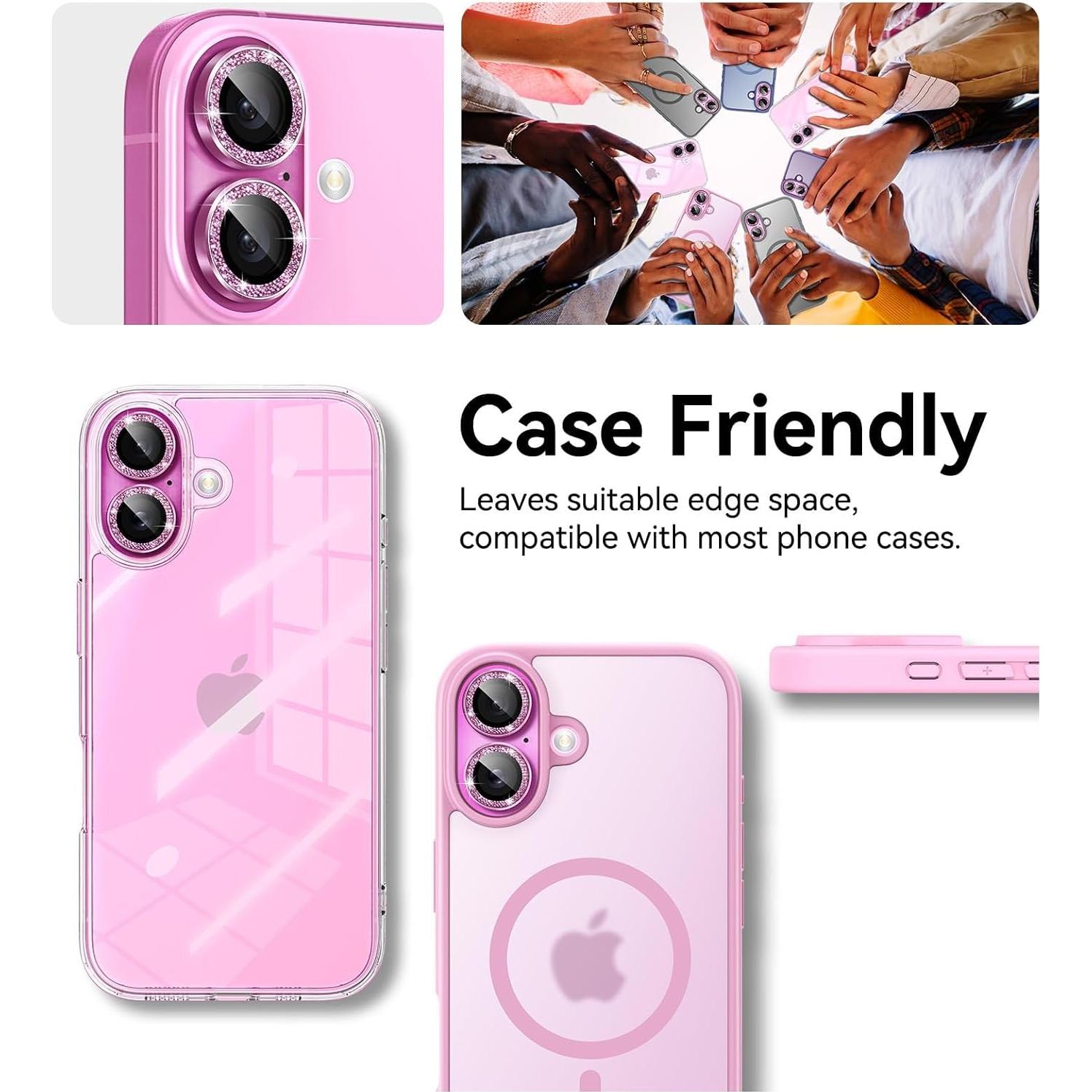 Protector de Lente Matekxy para iPhone 16/16 Plus Cristal 9H Rosa