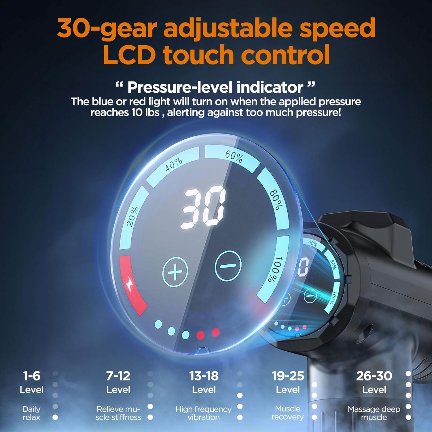 Pistola de Masaje MECOC MMG-3 12V Portátil 10 Cabezas 30 Velocidades