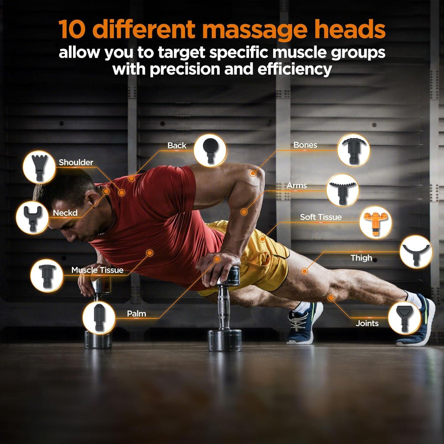 Pistola de Masaje MECOC MMG-3 12V Portátil 10 Cabezas 30 Velocidades