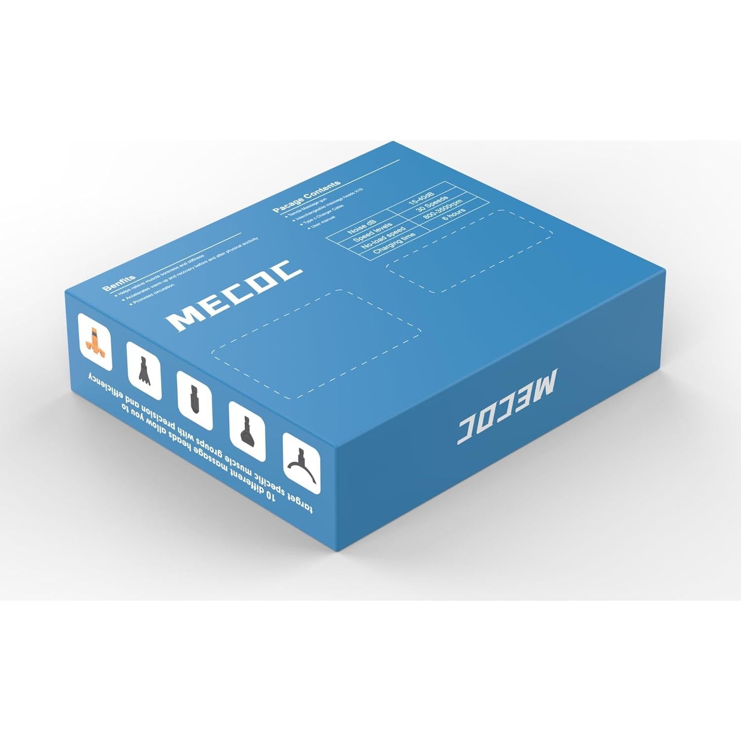 Pistola de Masaje MECOC MMG-3 12V Portátil 10 Cabezas 30 Velocidades