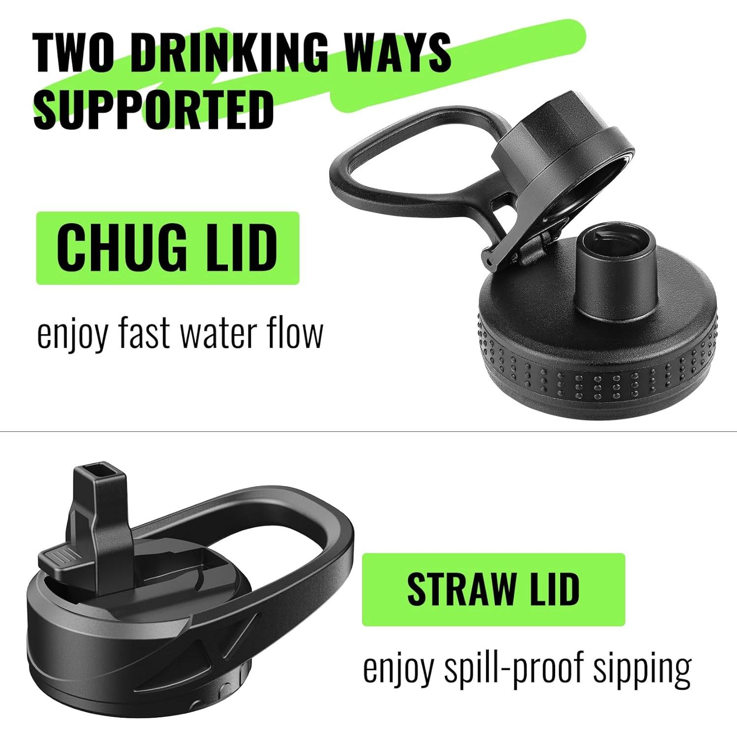 Botella de Agua de Vidrio EALGRO 32 oz Azul Marino con Pajilla