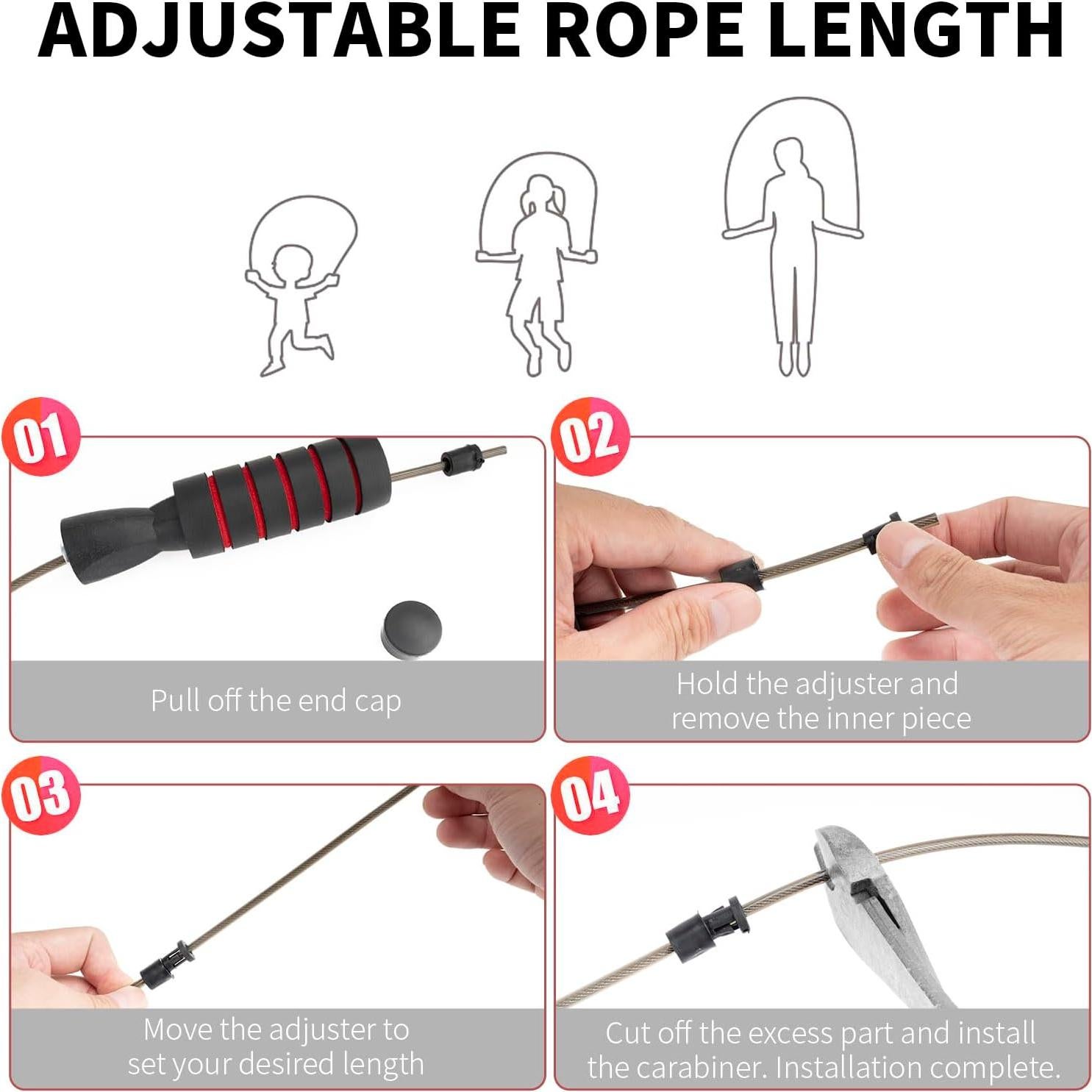 Cuerda de Salto Ajustable Tofeer con Mangos de Espuma 279cm