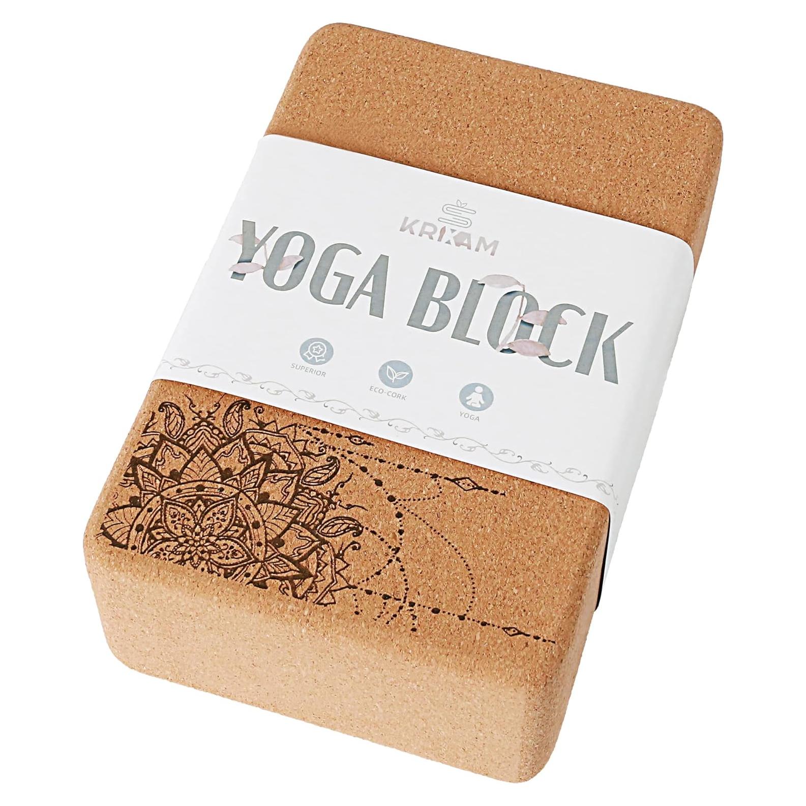 Bloques de Yoga de Corcho KRIXAM Antideslizantes 22.86x15.24x7.62cm