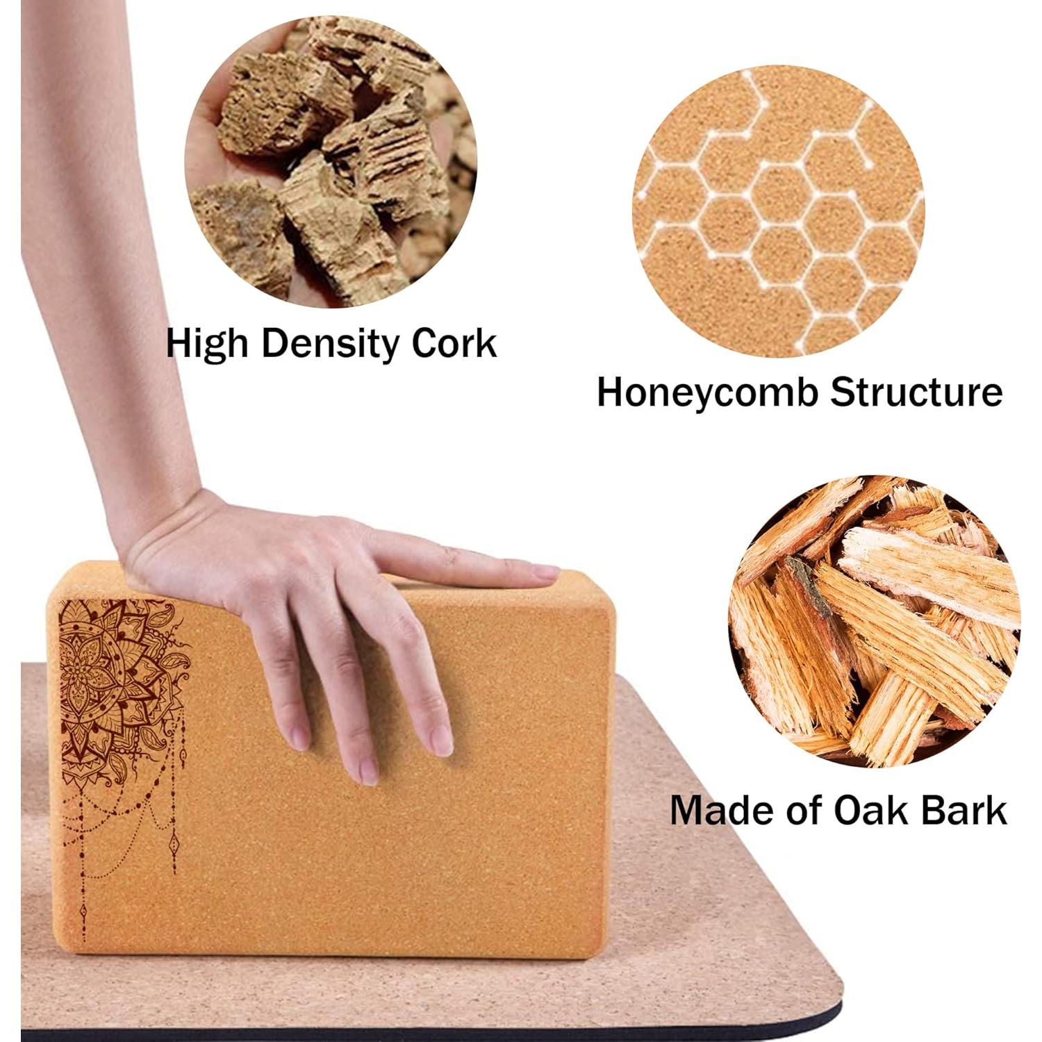 Bloques de Yoga de Corcho KRIXAM Antideslizantes 22.86x15.24x7.62cm