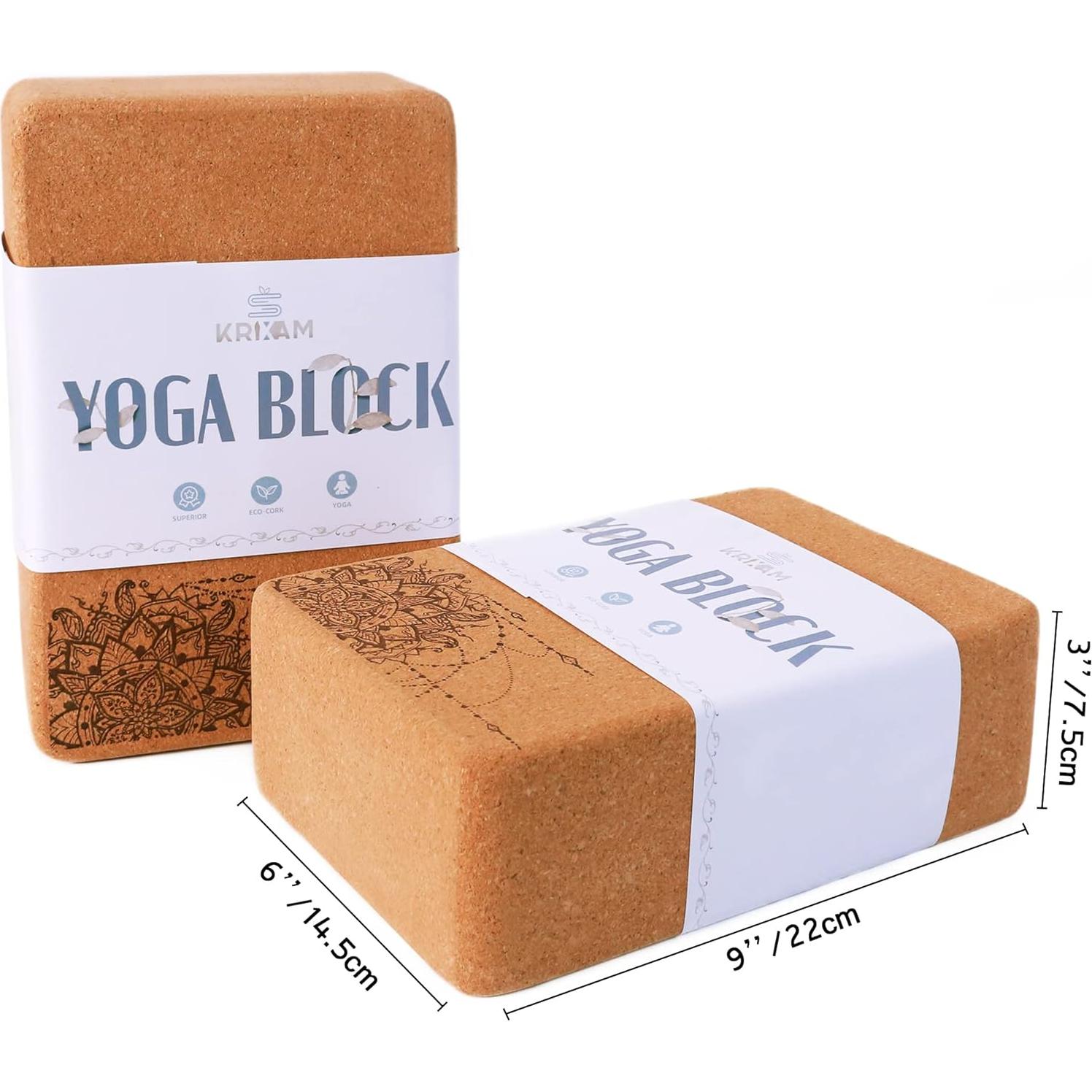 Bloques de Yoga de Corcho KRIXAM Antideslizantes 22.86x15.24x7.62cm