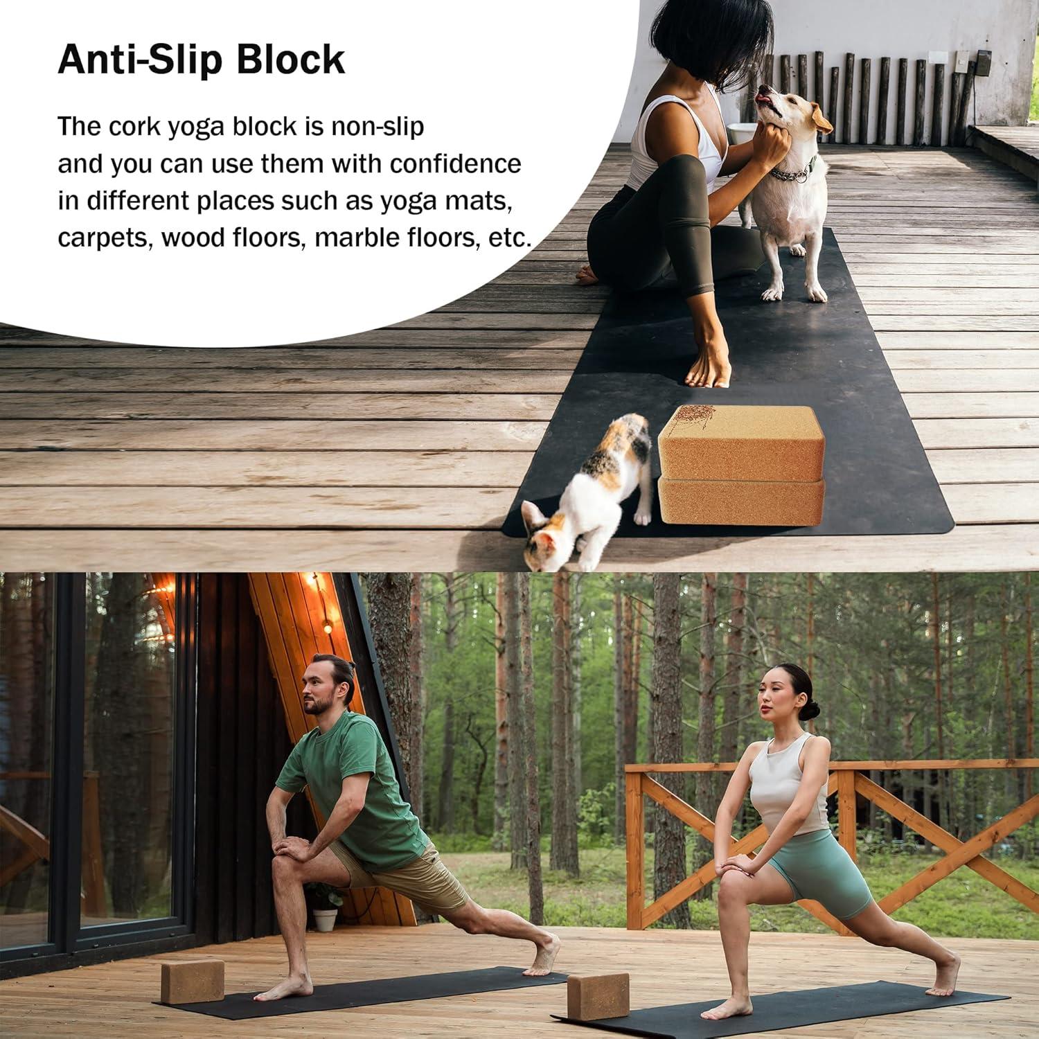 Bloques de Yoga de Corcho KRIXAM Antideslizantes 22.86x15.24x7.62cm