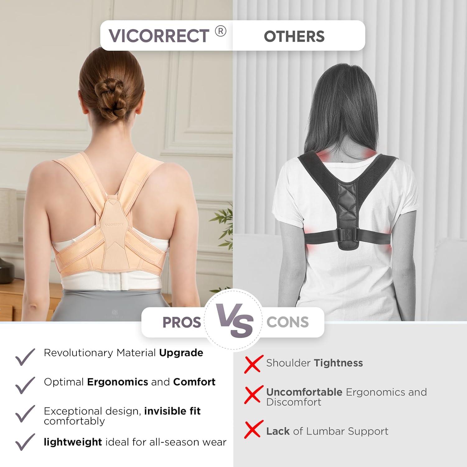 Corrector de Postura Vicorrect Ajustable Unisex Beige Pequeño/Mediano