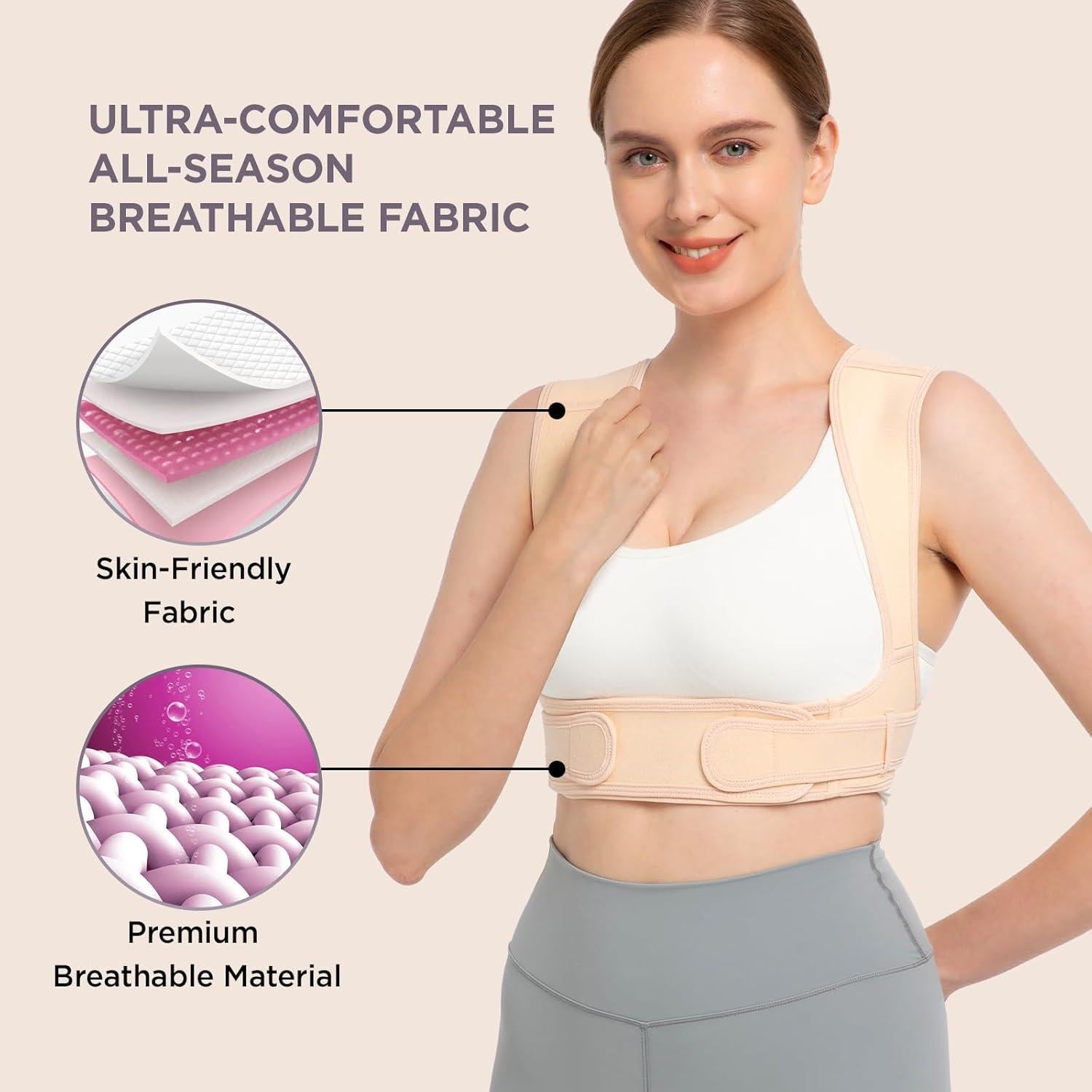 Corrector de Postura Vicorrect Ajustable Unisex Beige Pequeño/Mediano