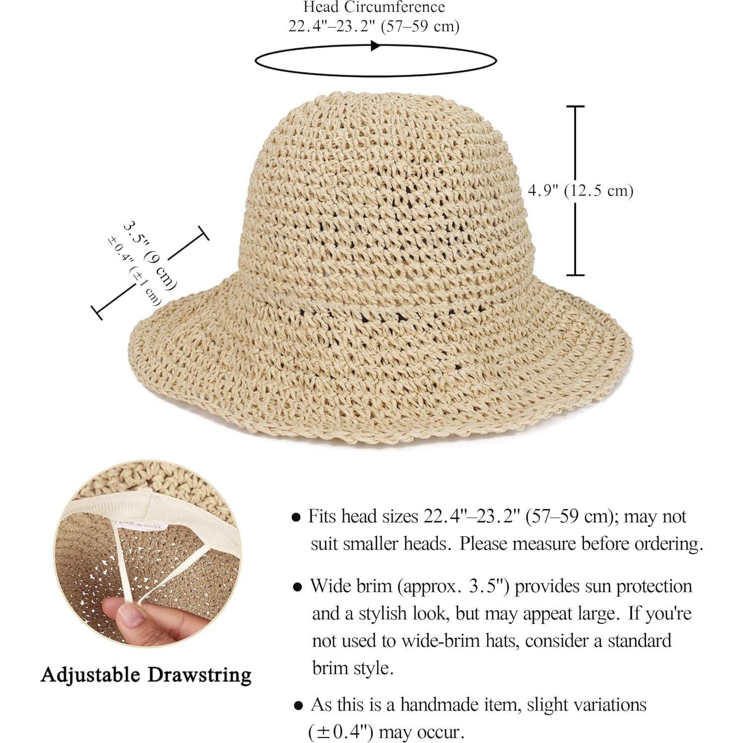 Sombrero de Paja Floppy Plegable para Mujeres - Protección Solar