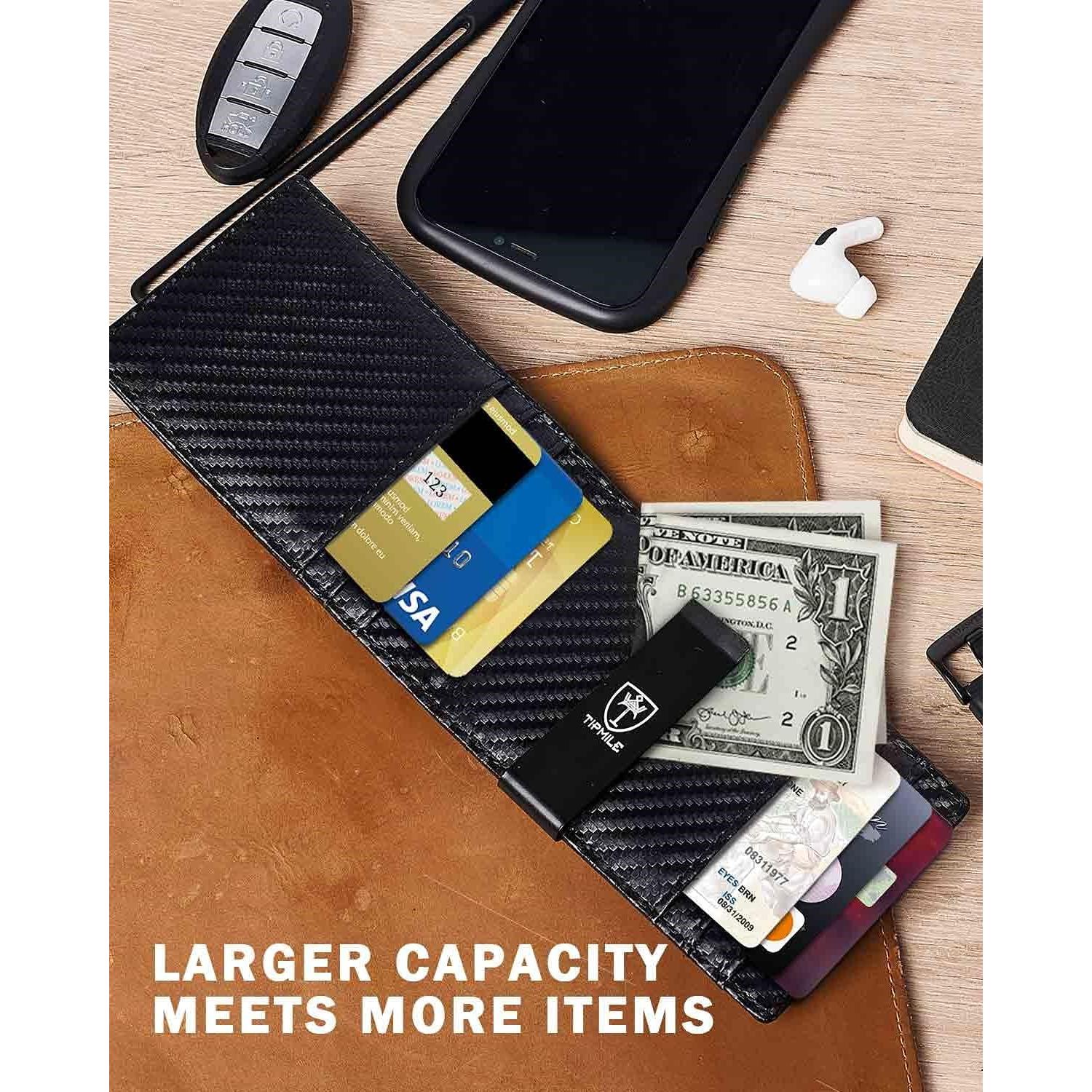 Cartera Bifold Minimalista Tipmile con Clip Dinero RFID 11.56cm