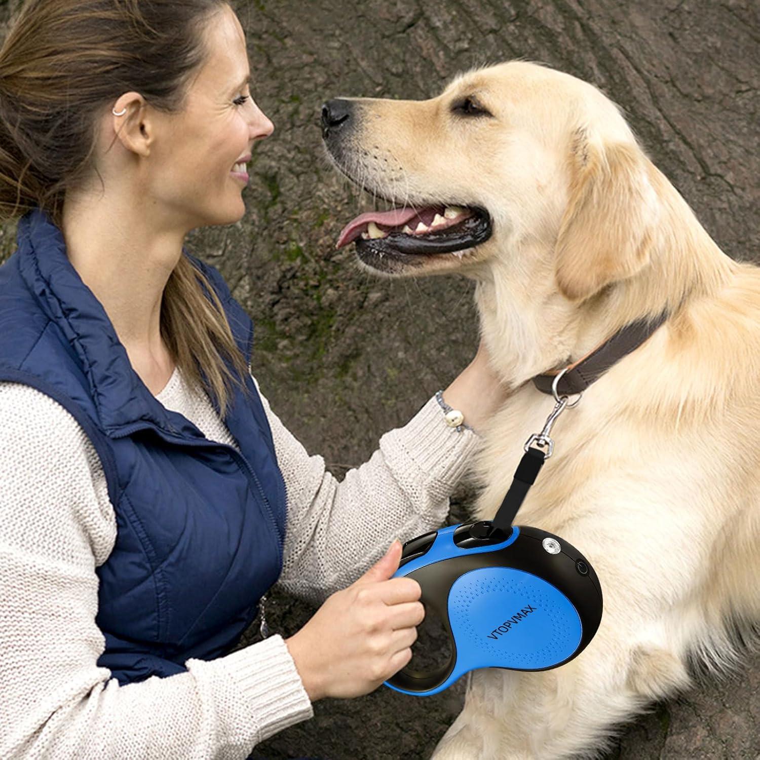 Correa Retráctil 4.88m VTOPVMAX para Perros hasta 30kg con Luz LED