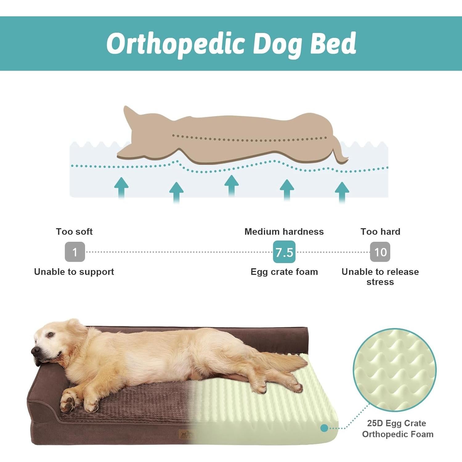 Cama ortopédica para perros COZY KISS 76x50 cm marrón