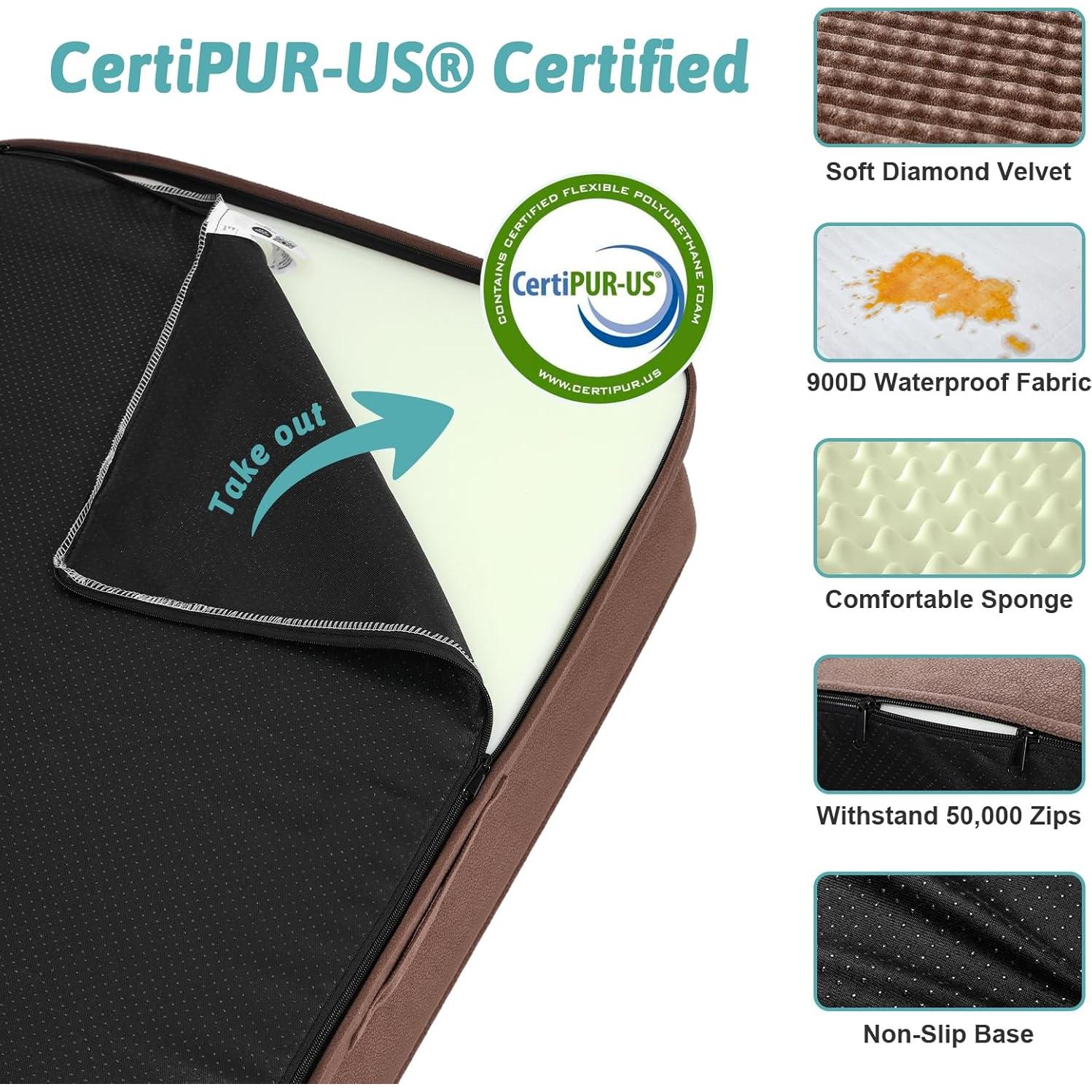 Cama ortopédica para perros COZY KISS 76x50 cm marrón