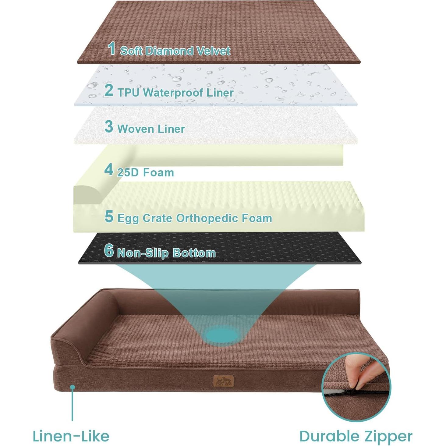 Cama ortopédica para perros COZY KISS 76x50 cm marrón