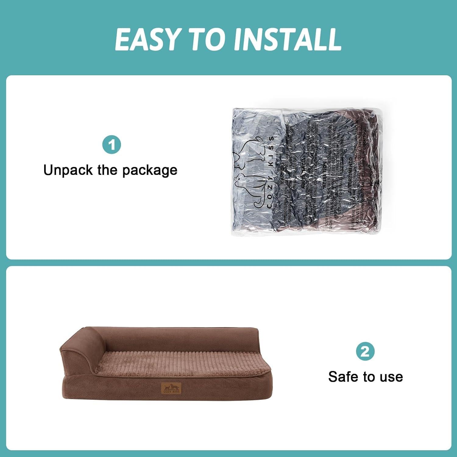 Cama ortopédica para perros COZY KISS 76x50 cm marrón