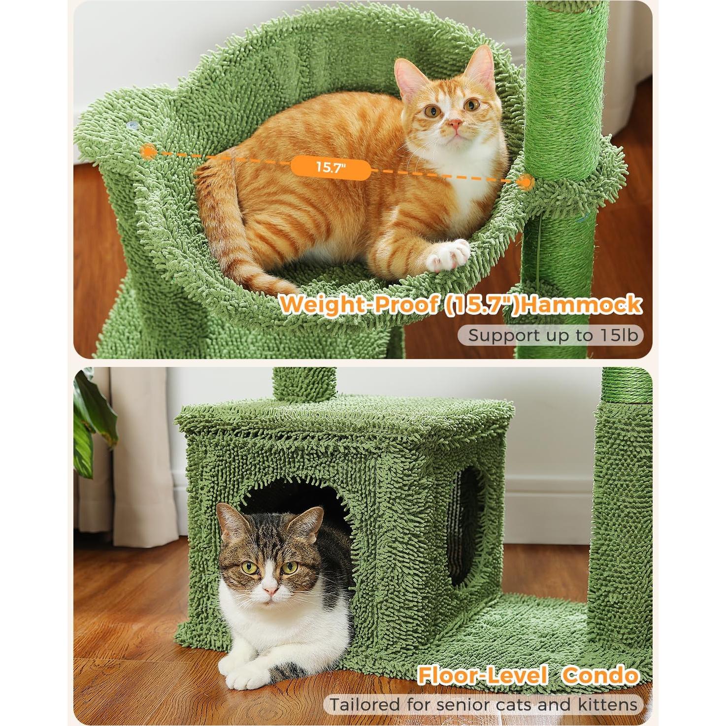 Árbol para Gatos MUTTROS Cactus 101.6 cm con Hamaca y Rascador