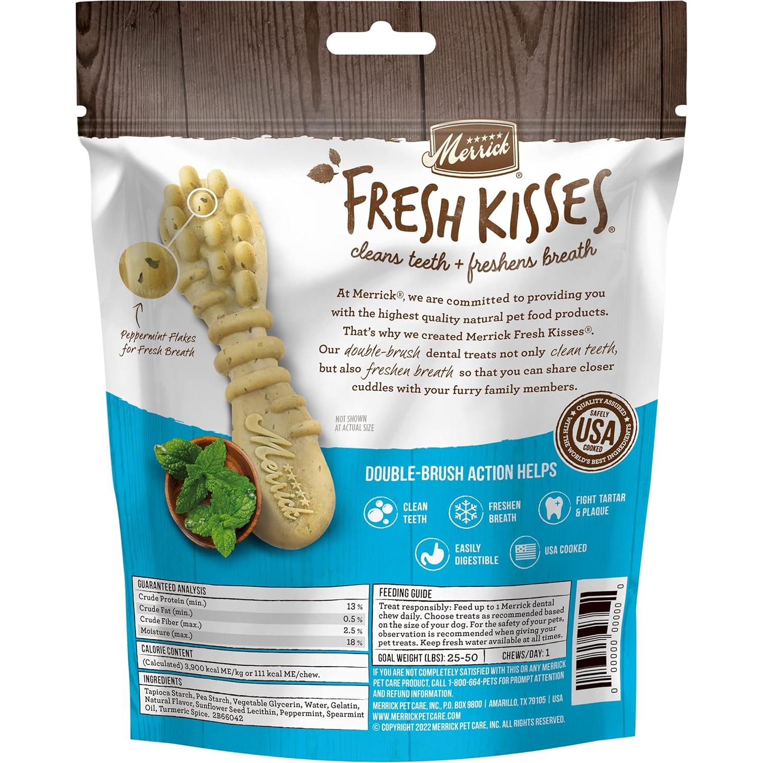 Golosinas Dentales Naturales Merrick Fresh Kisses 6 Unidades