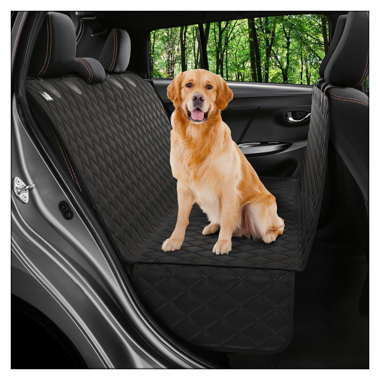 Funda de Asiento para Perros Petloox - Negra, Impermeable y Antideslizante