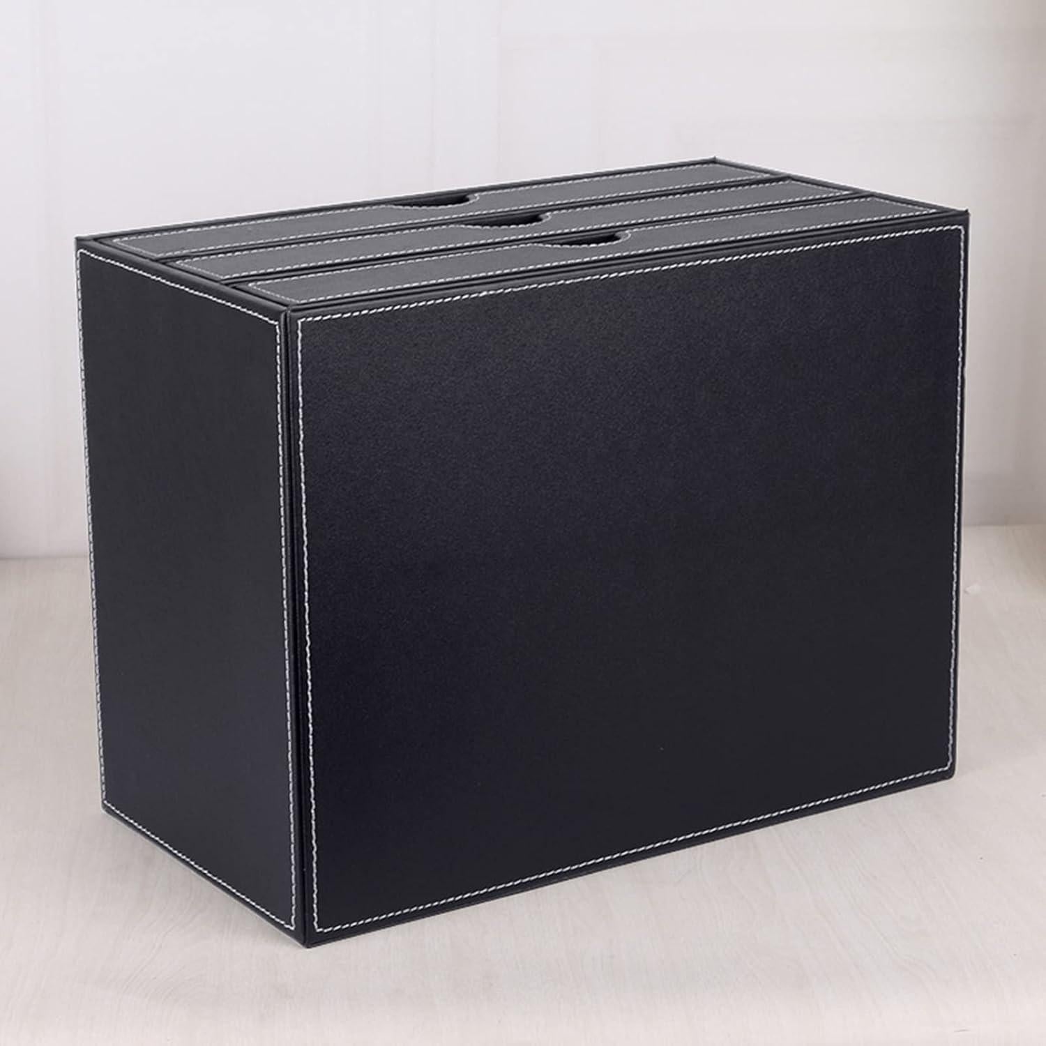 Organizador de Escritorio RHCSZ de Cuero PU Negro con 3 Cajones