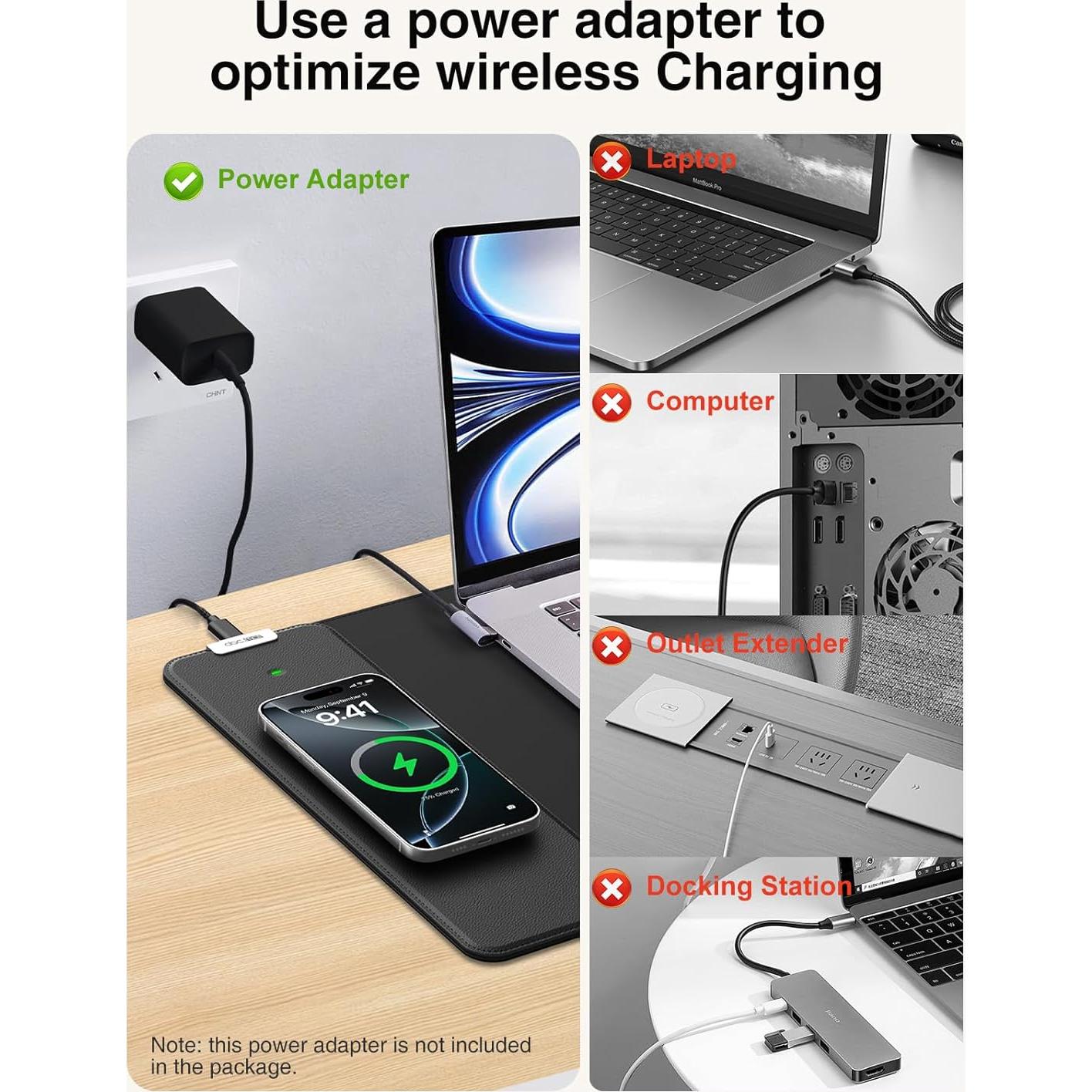 Alfombrilla de Carga Inalámbrica 15W abc.mat 80x30cm Negra