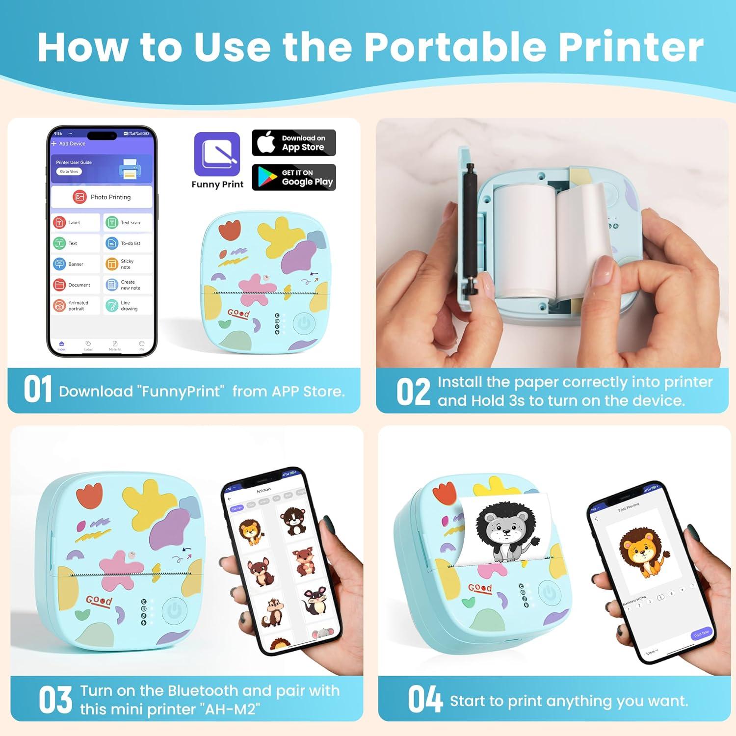 Mini Impresora de Etiquetas XenGro AHM2-B Bluetooth - Azul