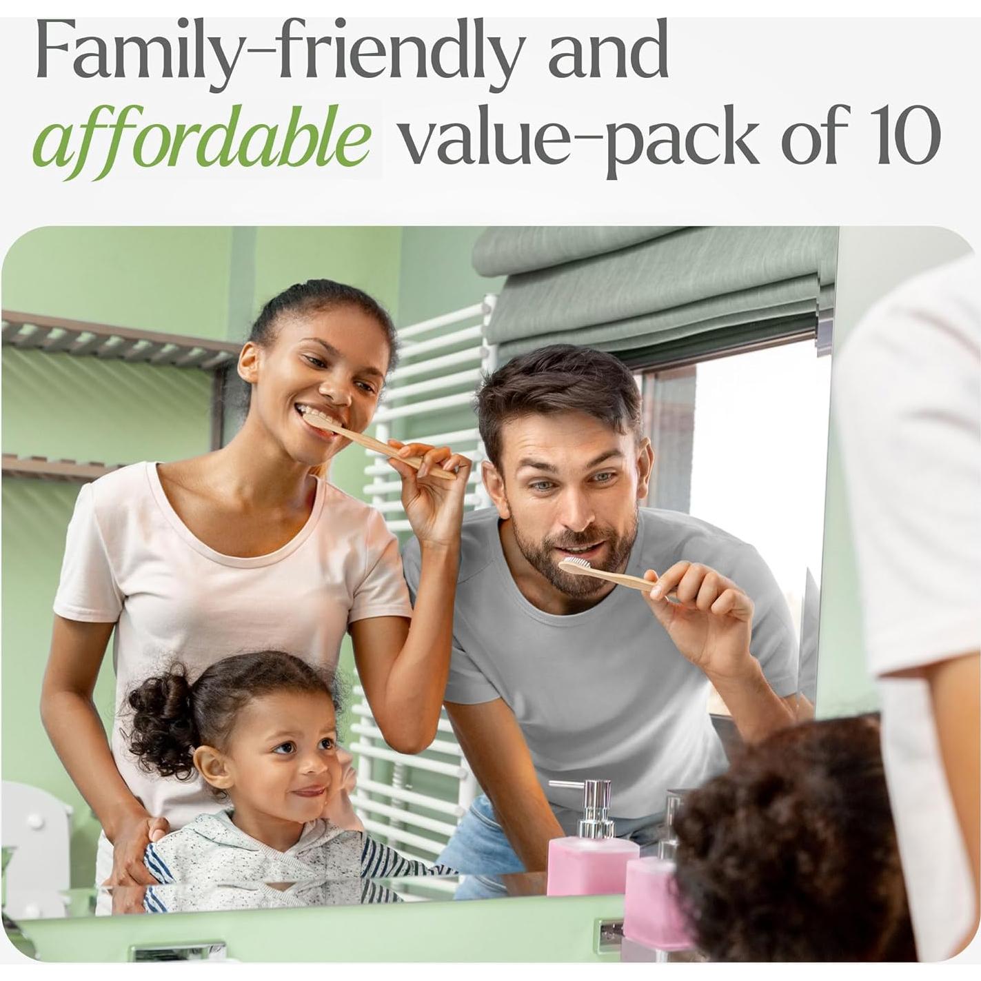 Cepillos de Dientes de Bambú VIVAGO Paquete de 10 Cerdas Suaves