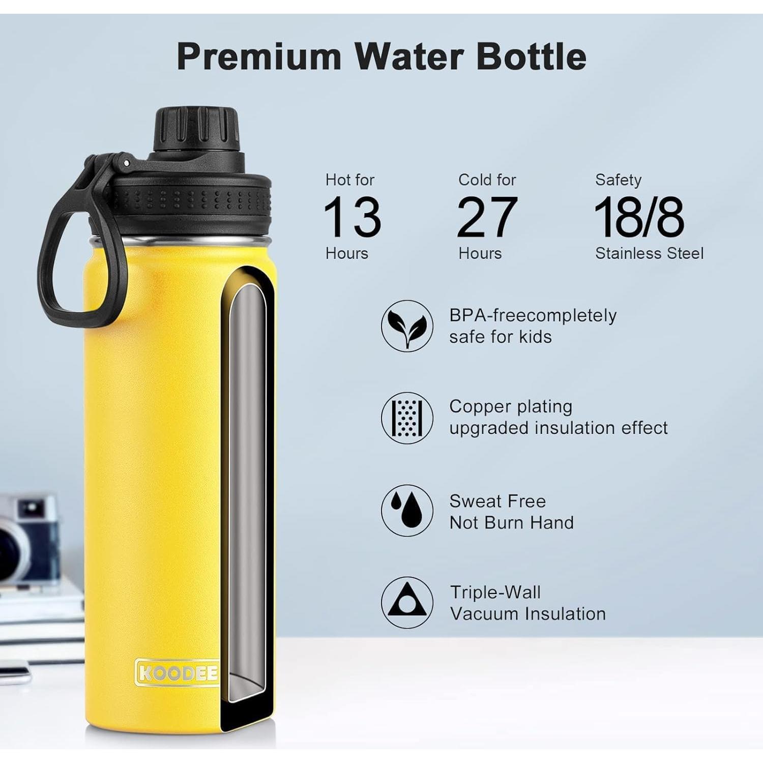 Botella de Agua Acero Inoxidable KOODEE 0.77L Amarillo