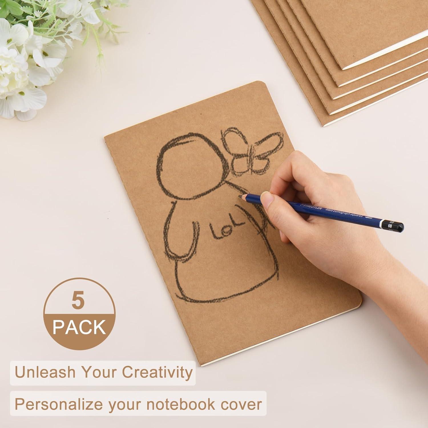 Paquete de 5 Cuadernos Kraft A5 ZCZN 60 Páginas Beige