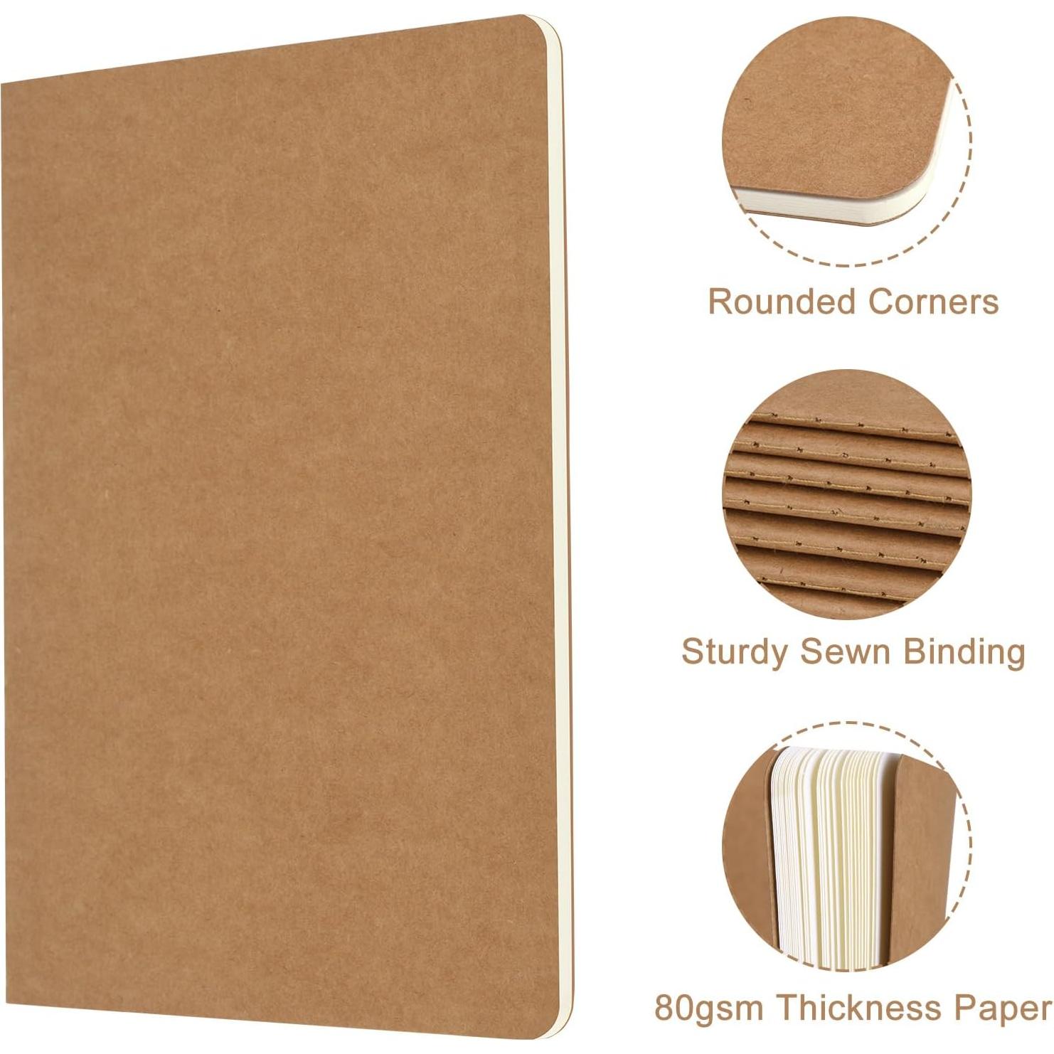 Paquete de 5 Cuadernos Kraft A5 ZCZN 60 Páginas Beige