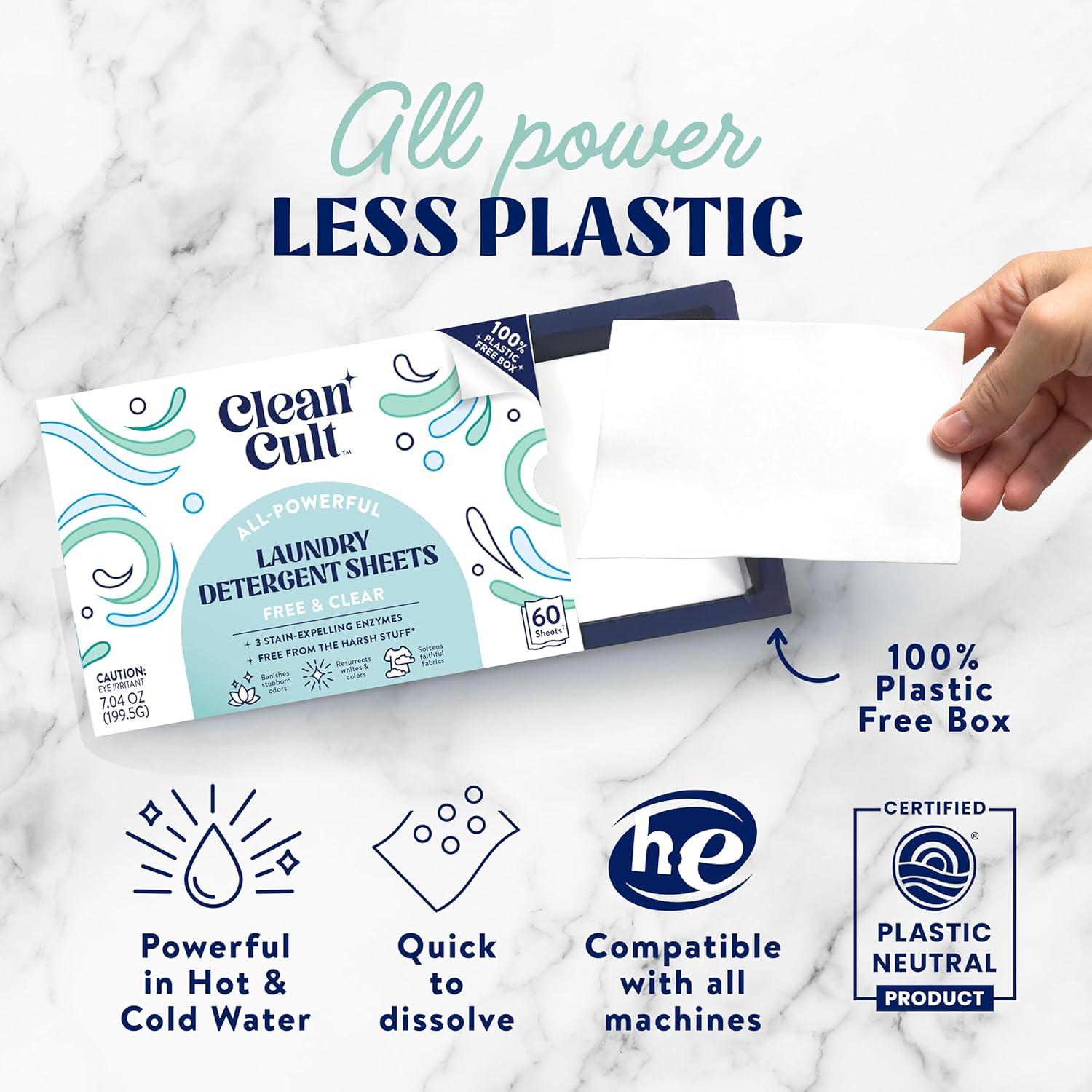 Hojas de detergente Cleancult 60 cargas - Sin fragancia - 3 enzimas