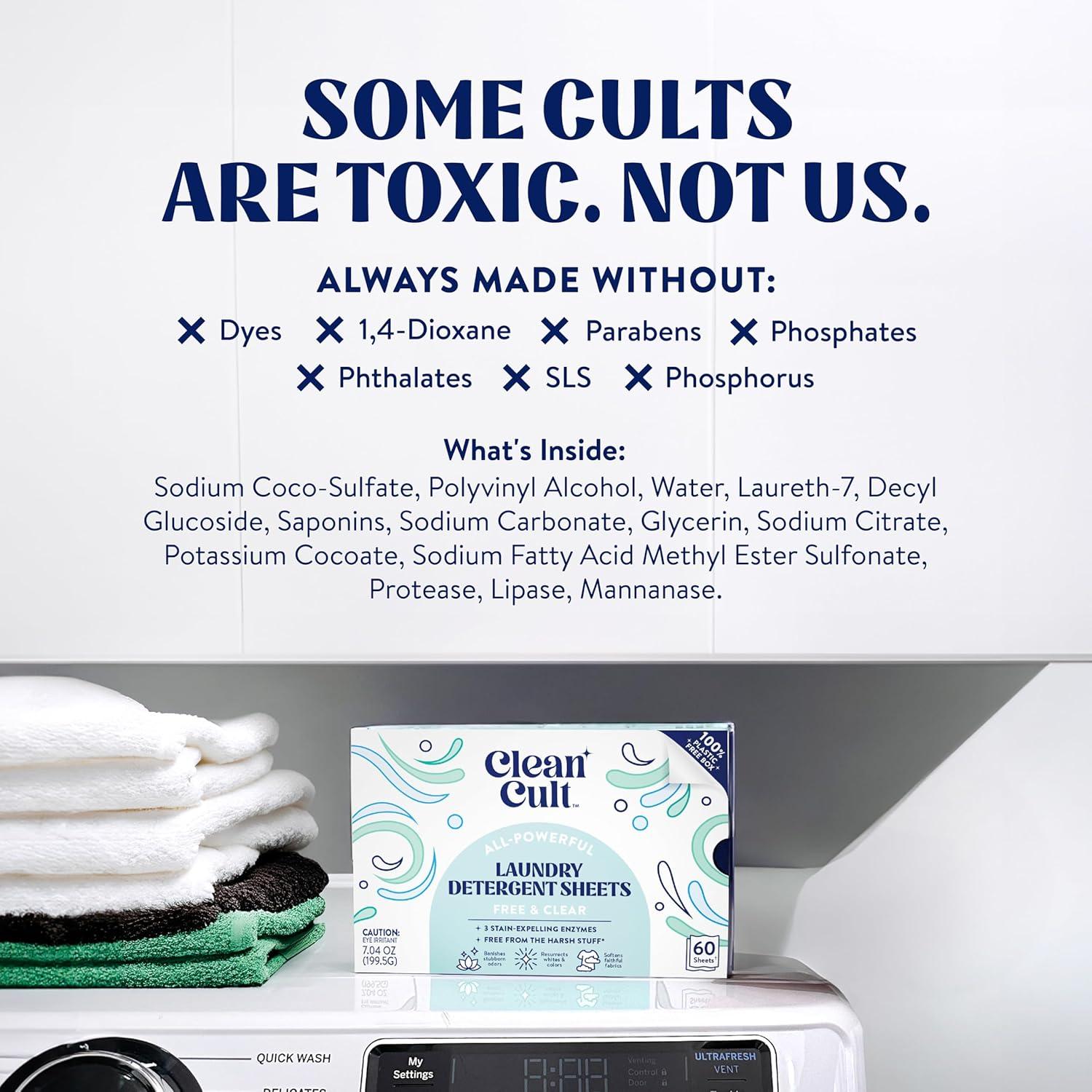 Hojas de detergente Cleancult 60 cargas - Sin fragancia - 3 enzimas