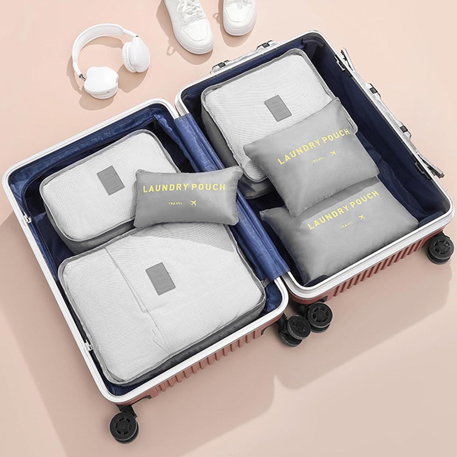 Set de 12 Cubos de Empaque INVODA Negro y Gris - Organizador de Maletas