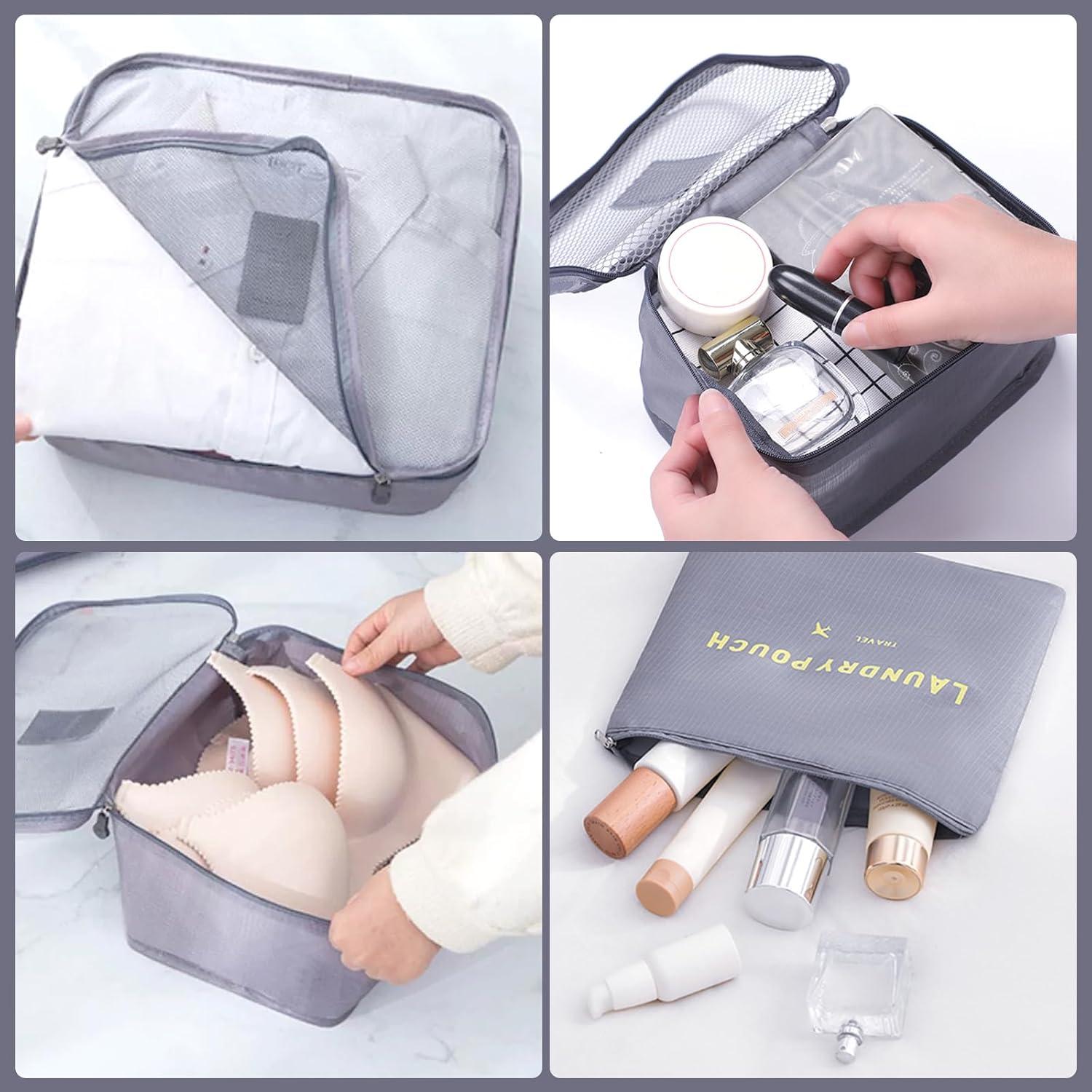 Set de 12 Cubos de Empaque INVODA Negro y Gris - Organizador de Maletas