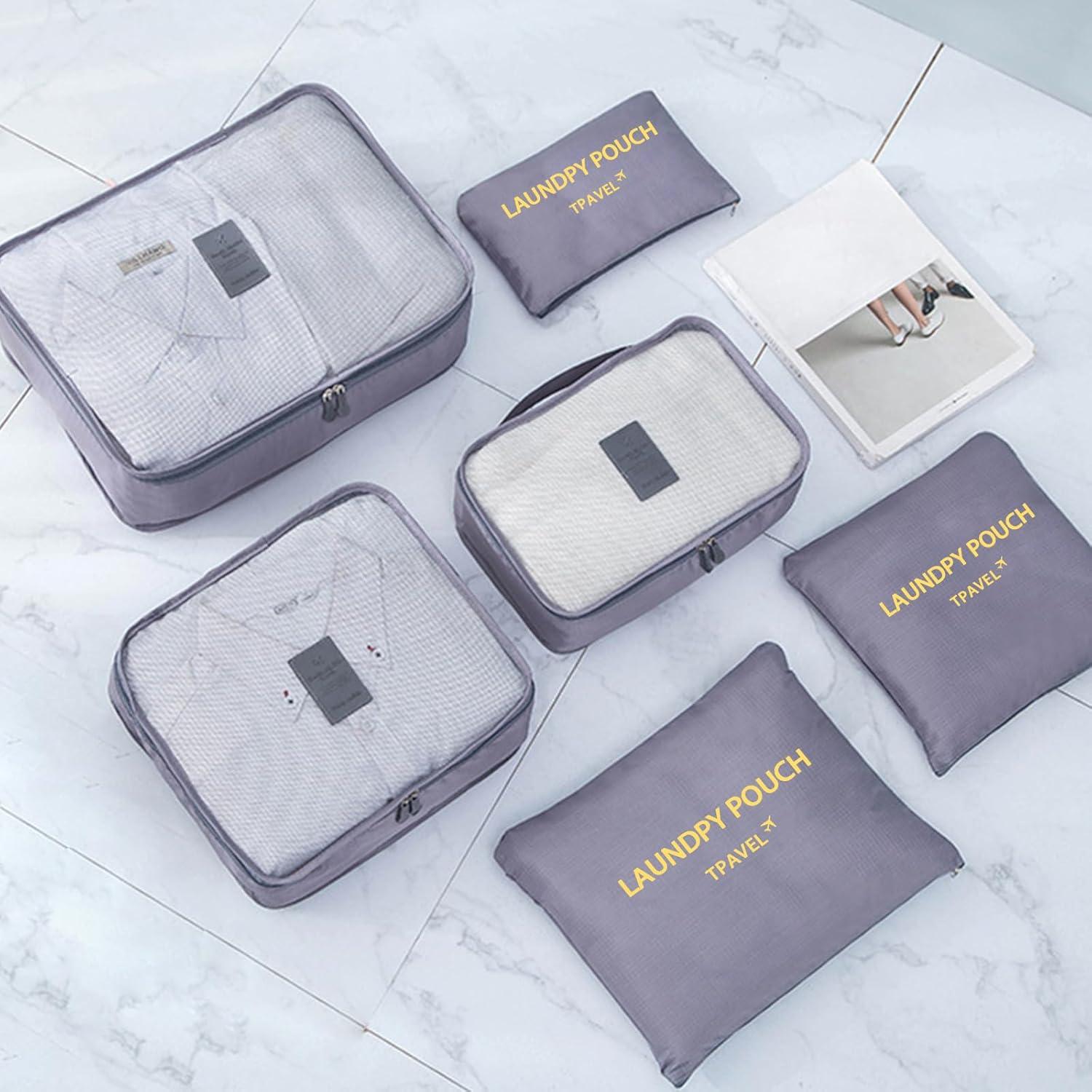 Set de 12 Cubos de Empaque INVODA Negro y Gris - Organizador de Maletas