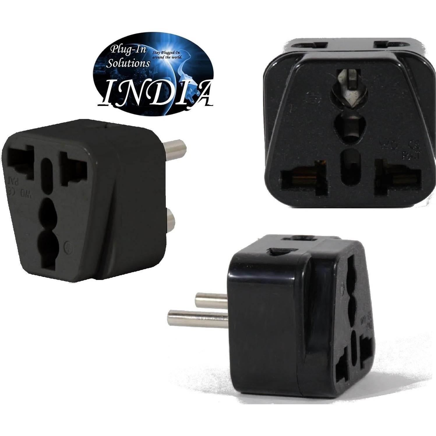 Adaptador de viaje universal Plug In Solutions Tipo E y D - Paquete de 3