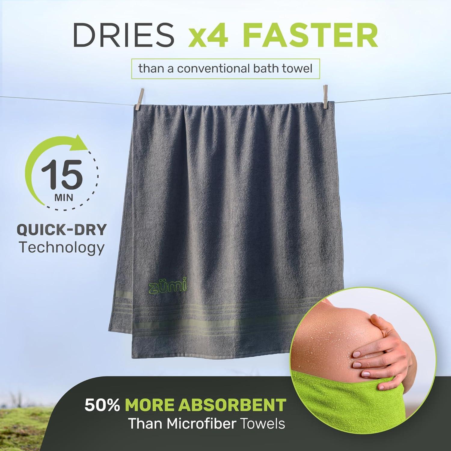 Toalla de Viaje Grande Zumi 100% Algodón Gris 149.86x73.66cm