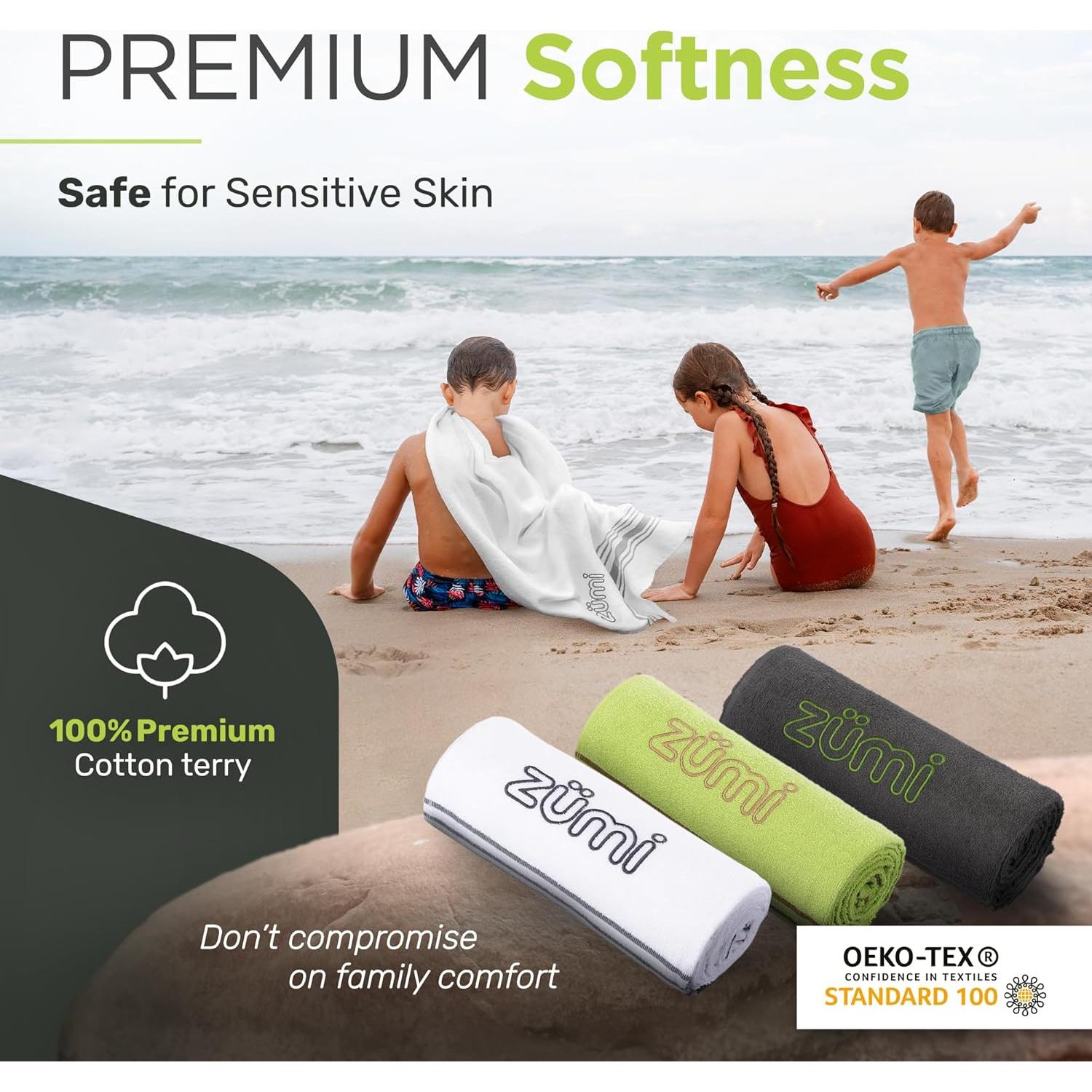 Toalla de Viaje Grande Zumi 100% Algodón Gris 149.86x73.66cm