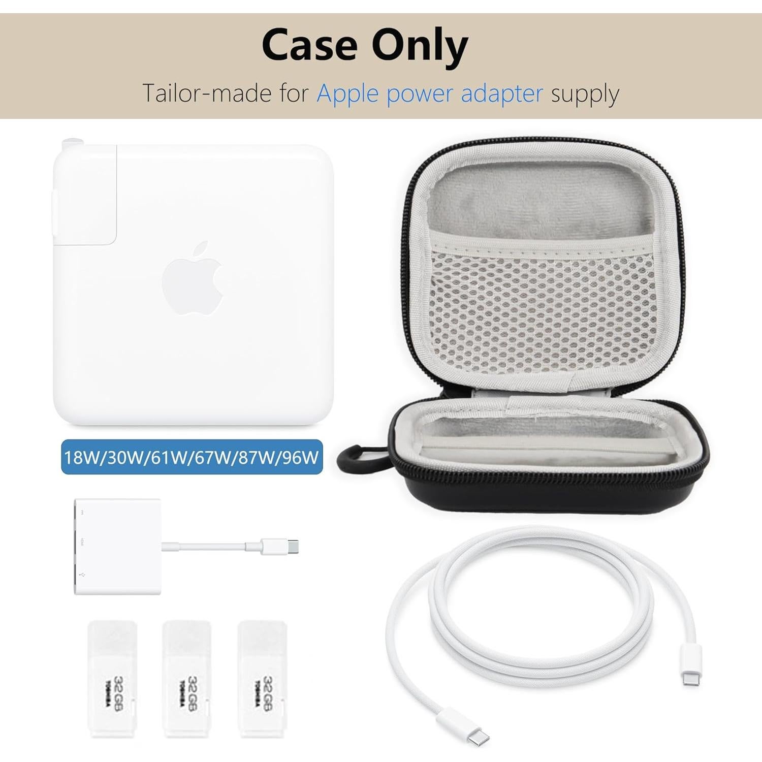 Funda de Cargador Linpr para Macbook - Bolsa Organizadora Negra M