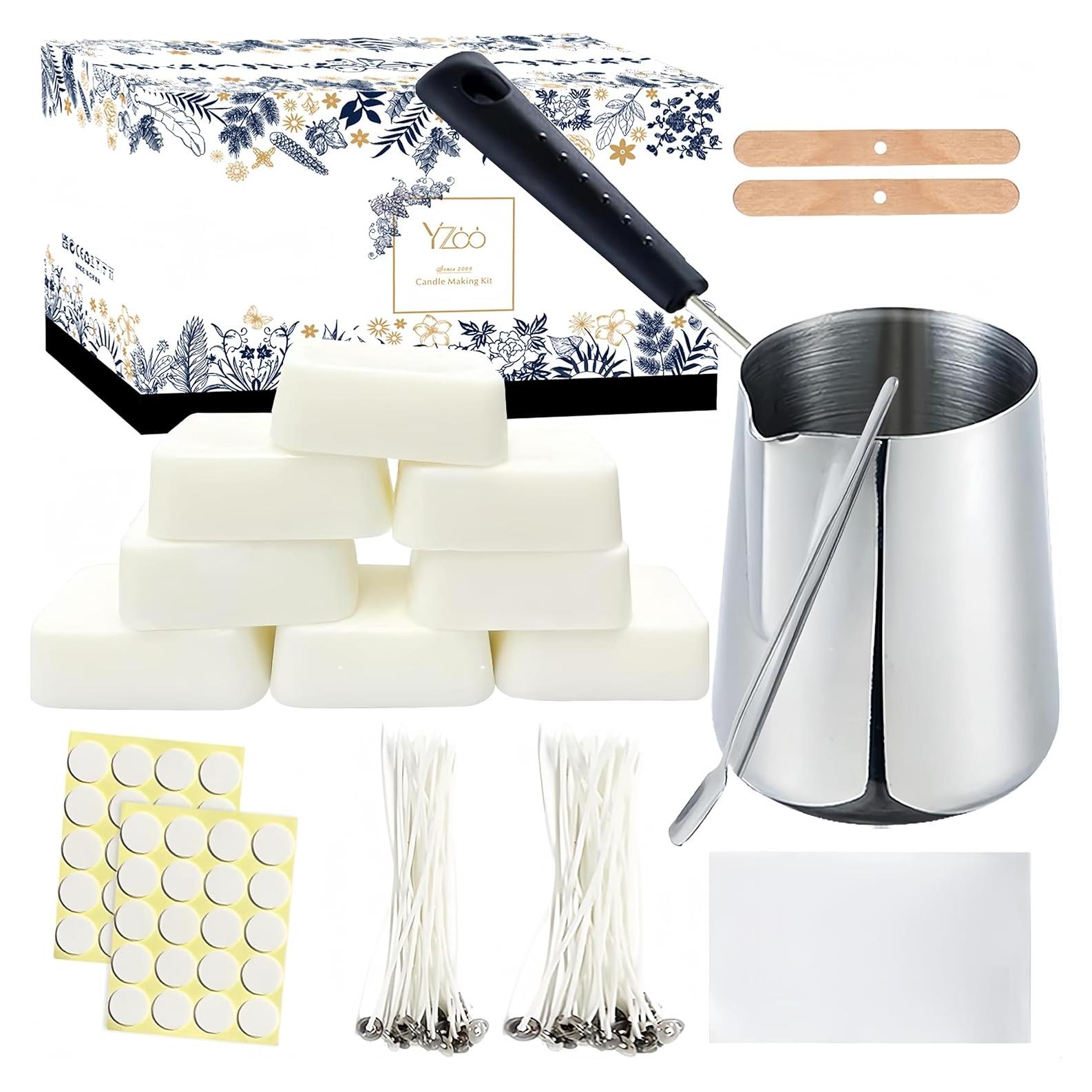 Kit de Fabricación de Velas DIY Yzoo - 480g Cera Soja, Olla 600ml