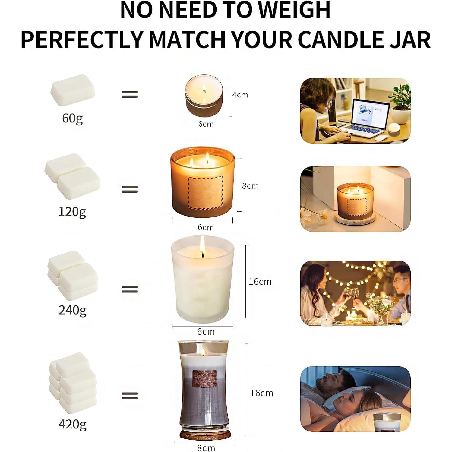 Kit de Fabricación de Velas DIY Yzoo - 480g Cera Soja, Olla 600ml