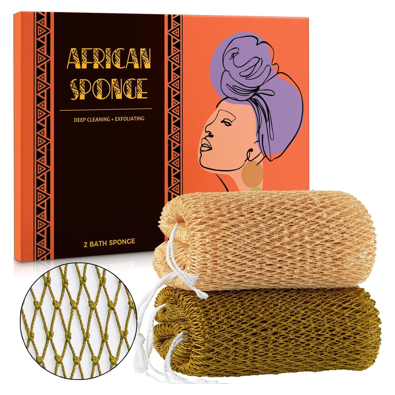 Esponja de Red Africana Hrsqu - 2 Piezas Exfoliantes 29x20cm